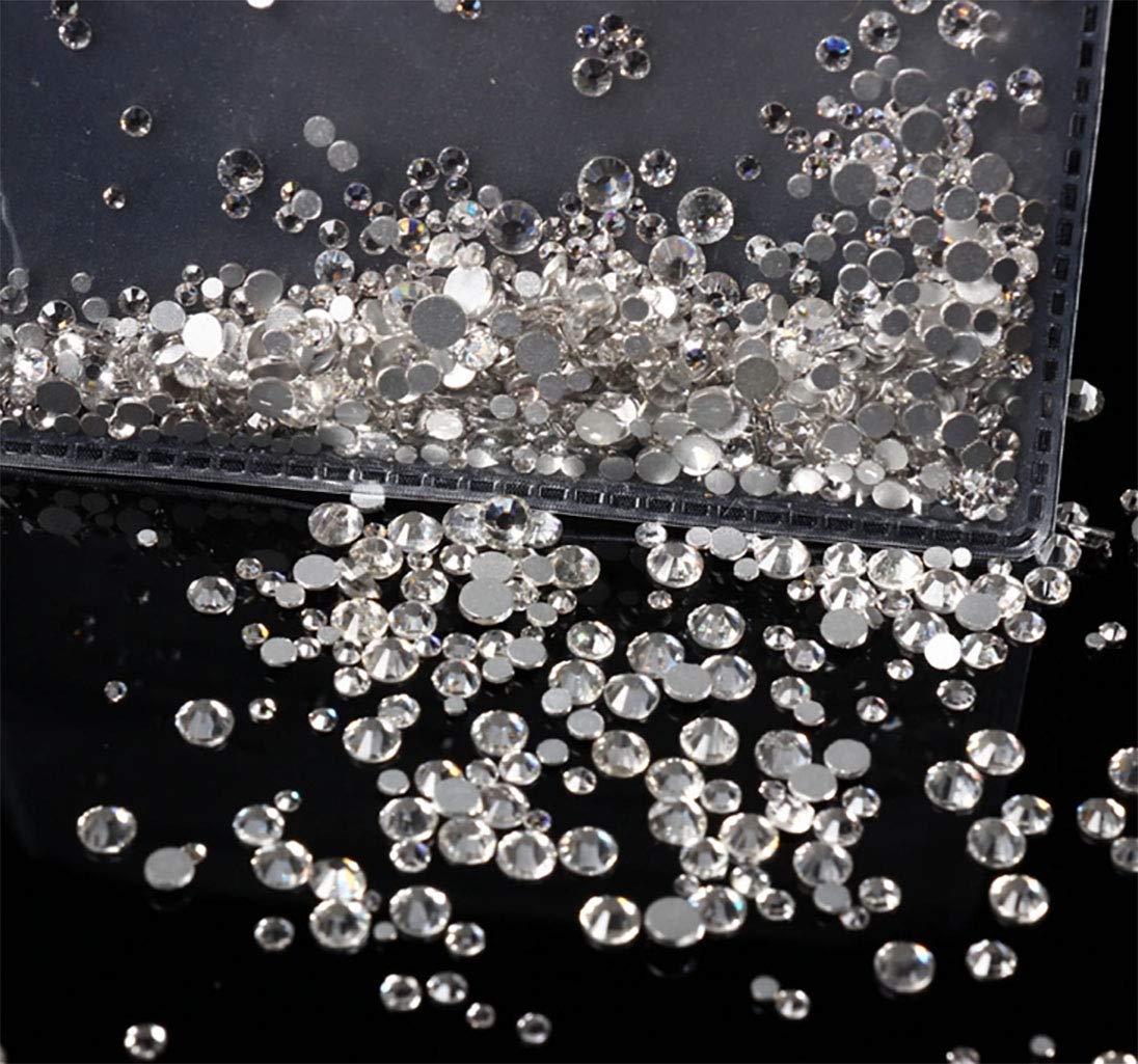 Rhinestones flat back gems round DIY decorative Nail Face and apparel accessories ss3-20 mix size(1440pcs crystal)