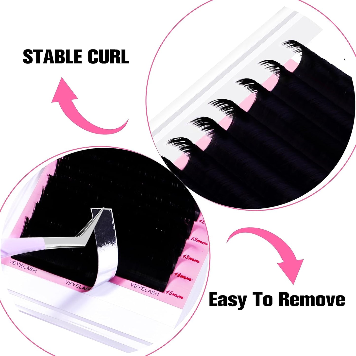 VEYES INC Cashmere Smart Fan Lash Extensions 0.03 0.05 0.07 C/CC/D Curl 8-20mm Mixed & Single Length, Super Matte Black Volume Lashes, Professional Supplies for Lash Techs (0.03 CC 8mm)