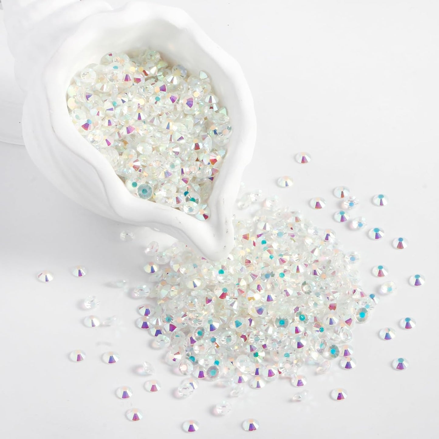 2000PCS SS12 Flatback Rhinestones | 12-Facet Diamond-Cut Glass Gems for Nail Art, Clothing, DIY Crafts |Glue-On Decoration Stones with Silver Backing(Transparent AB)