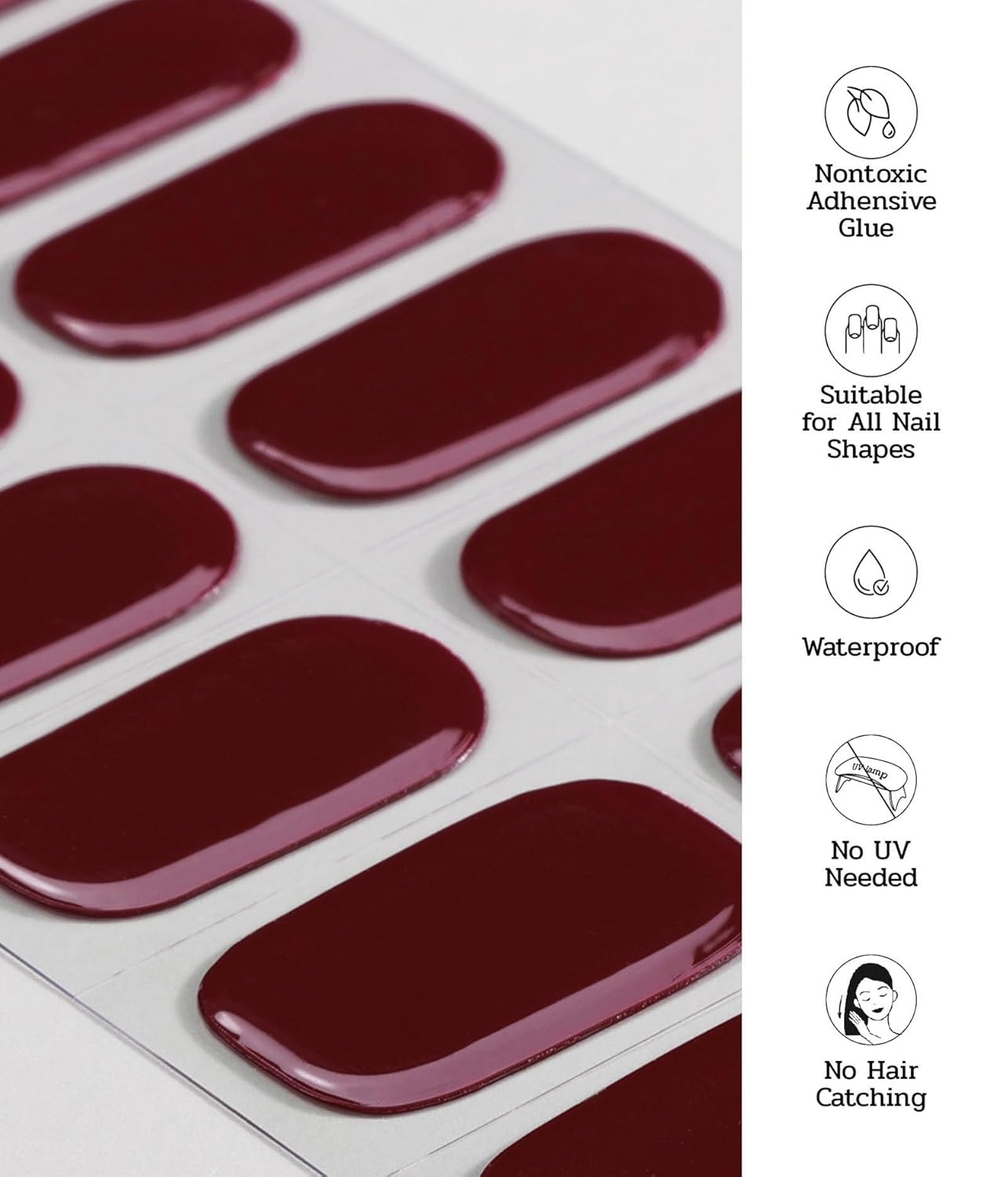 Nail Polish Strips - 22 Pcs Salon Quality Gel Nail Stickers - Long Lasting Wraps (Date Red)