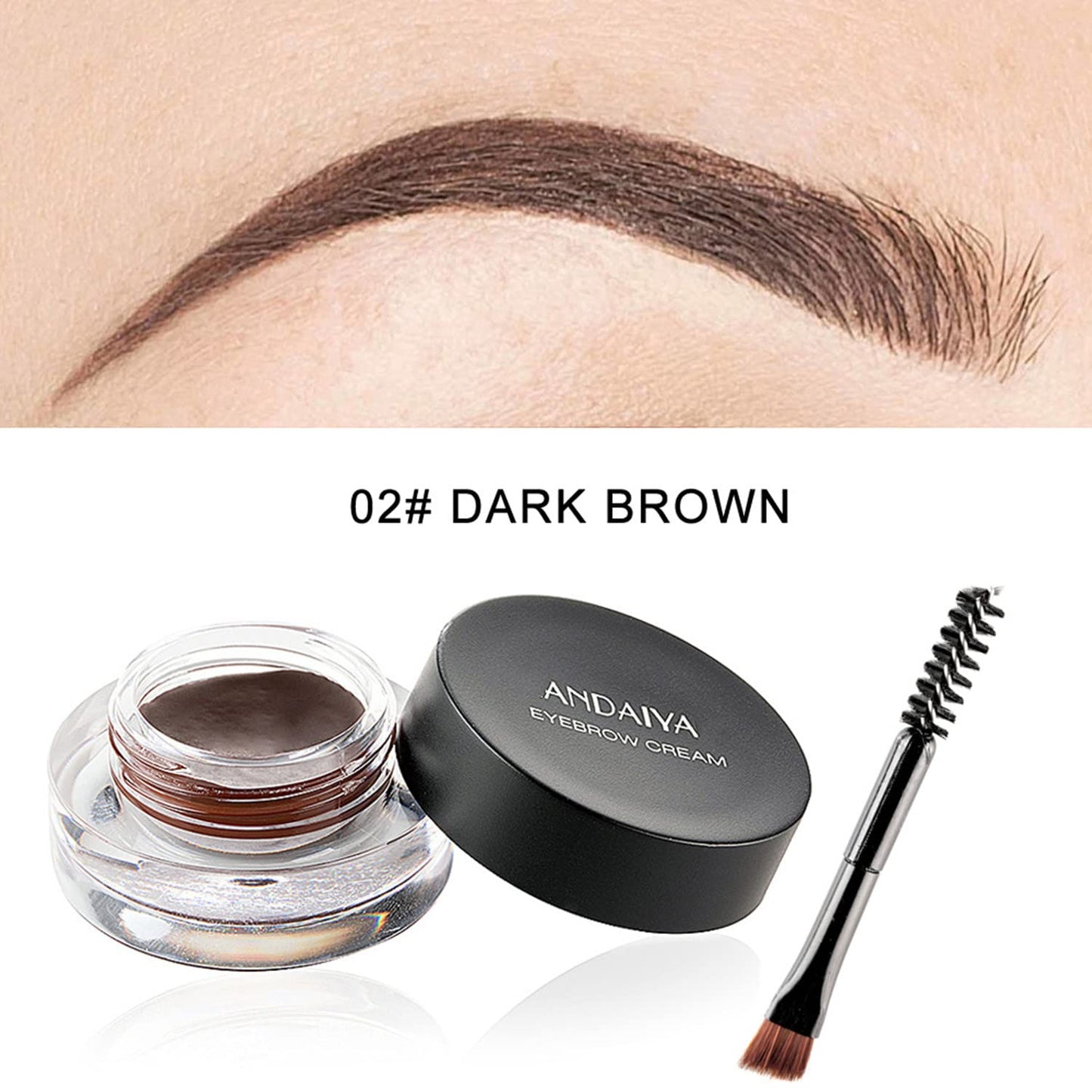 MAEPEOR 12 Colors Eyebrow Pomade Full-pigmented Long Lasting Waterproof Eyebrow Cream Gel Filling & Shaping Tinted Eyebrows Enhancers with Brush for Daily or Cosplay (02 Dark Brow)