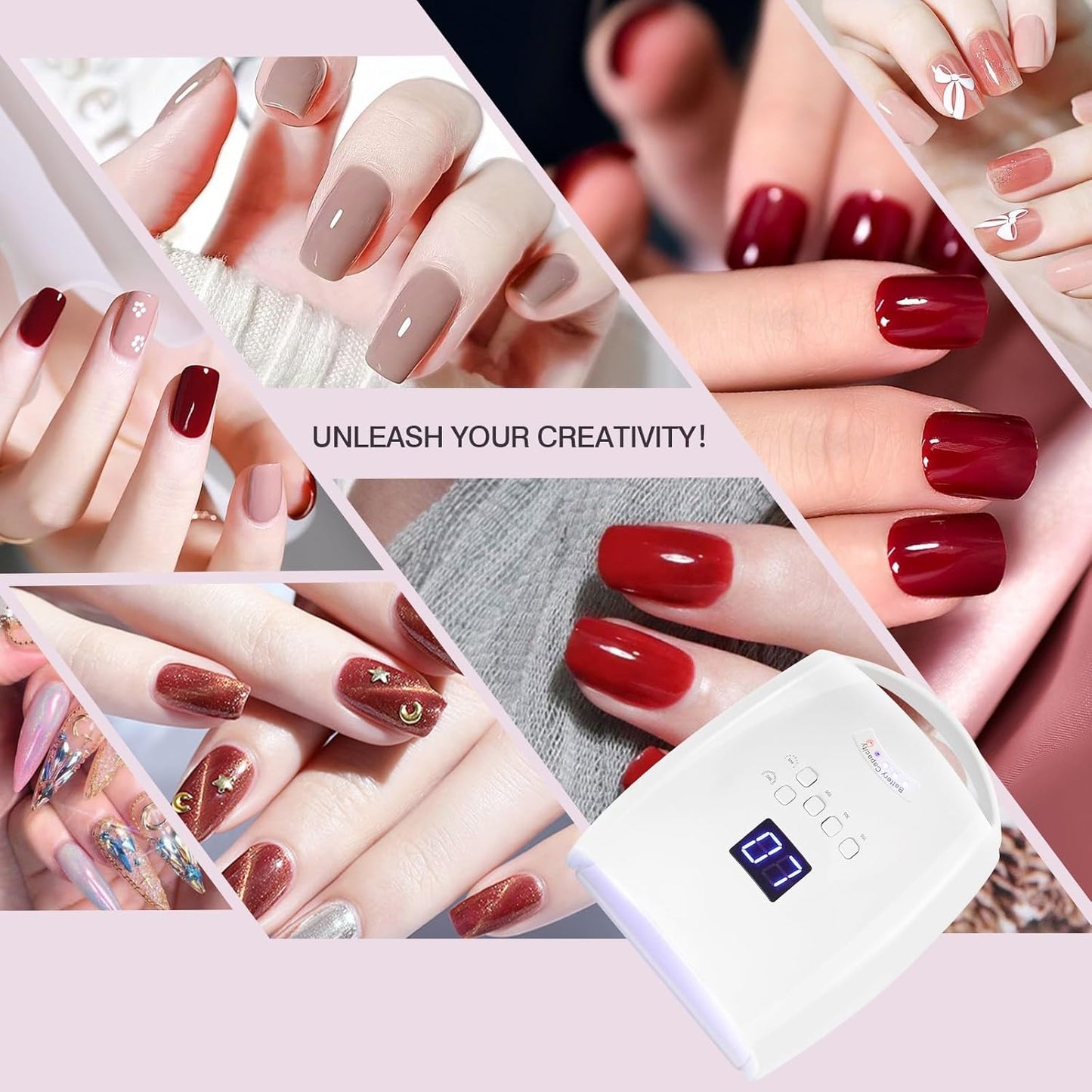 Cordless UV LED Nail Lamp, Rechargeable 66W UV Light Nail Curing Lamp for Gel Nail Acrylic Polish with Auto Sensor & 5 Timer for Home & Salon