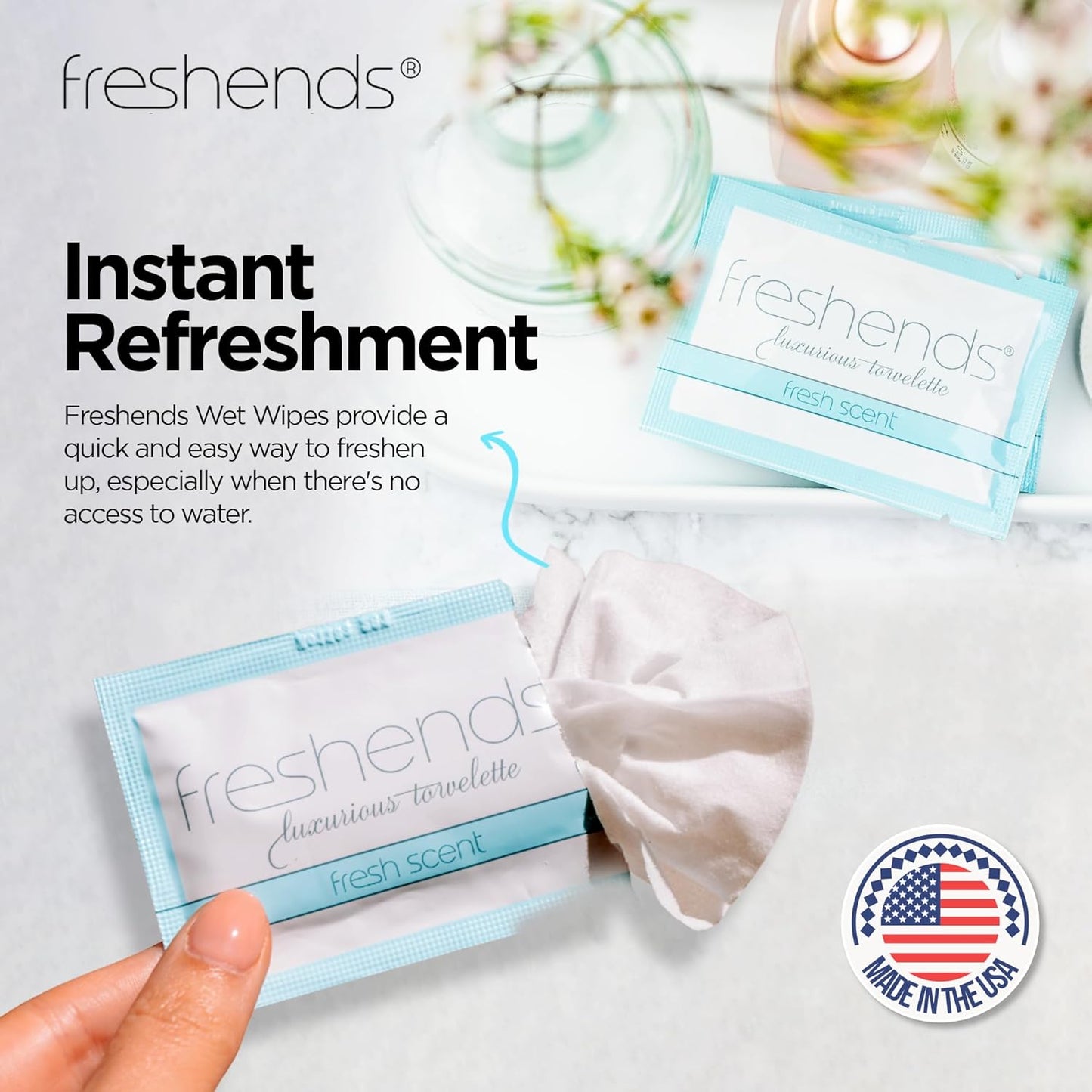 Freshends Flushable Individually Wrapped Wipes – Guest Bathroom Essentials for Weddings, Restaurants, Bars & Clubs – Travel-Size, Disposable