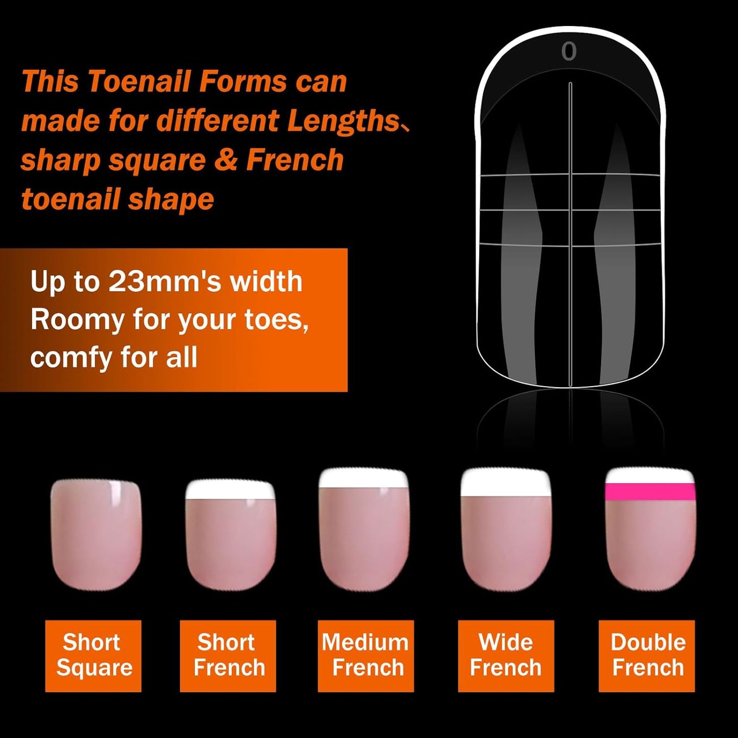 Toe Dual Forms for Poly Gel, 150PCS French Nail Forms for Toes, 15 Sizes Clear Poly Gel Toenails Molds for DIY Pedi Toenail Extension Kit for Salon-Quality Manicures at Home