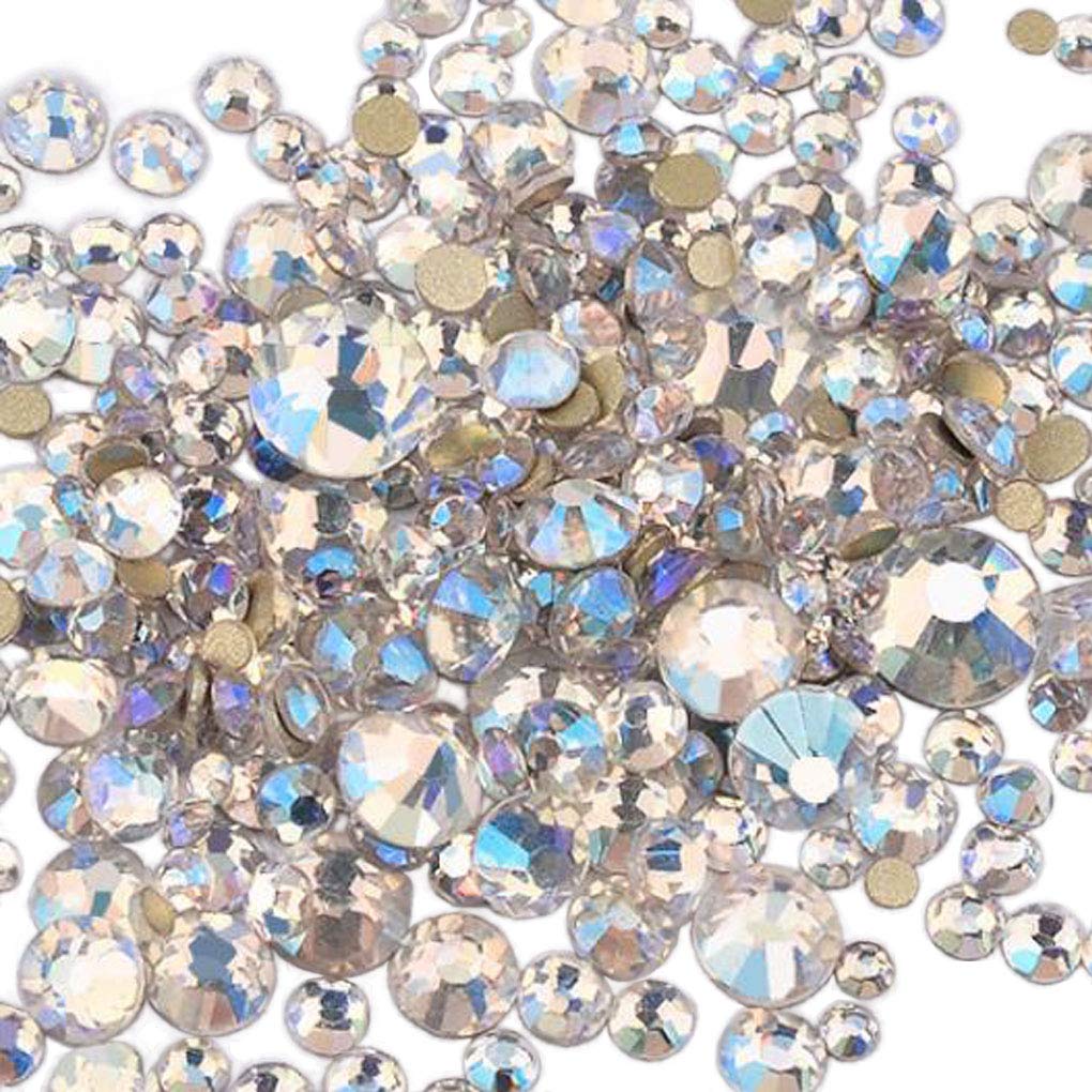 Rhinestones flat back gems round DIY decorative Nail Face and apparel accessories ss3-20 mix size(1440pcs blue moonlight)