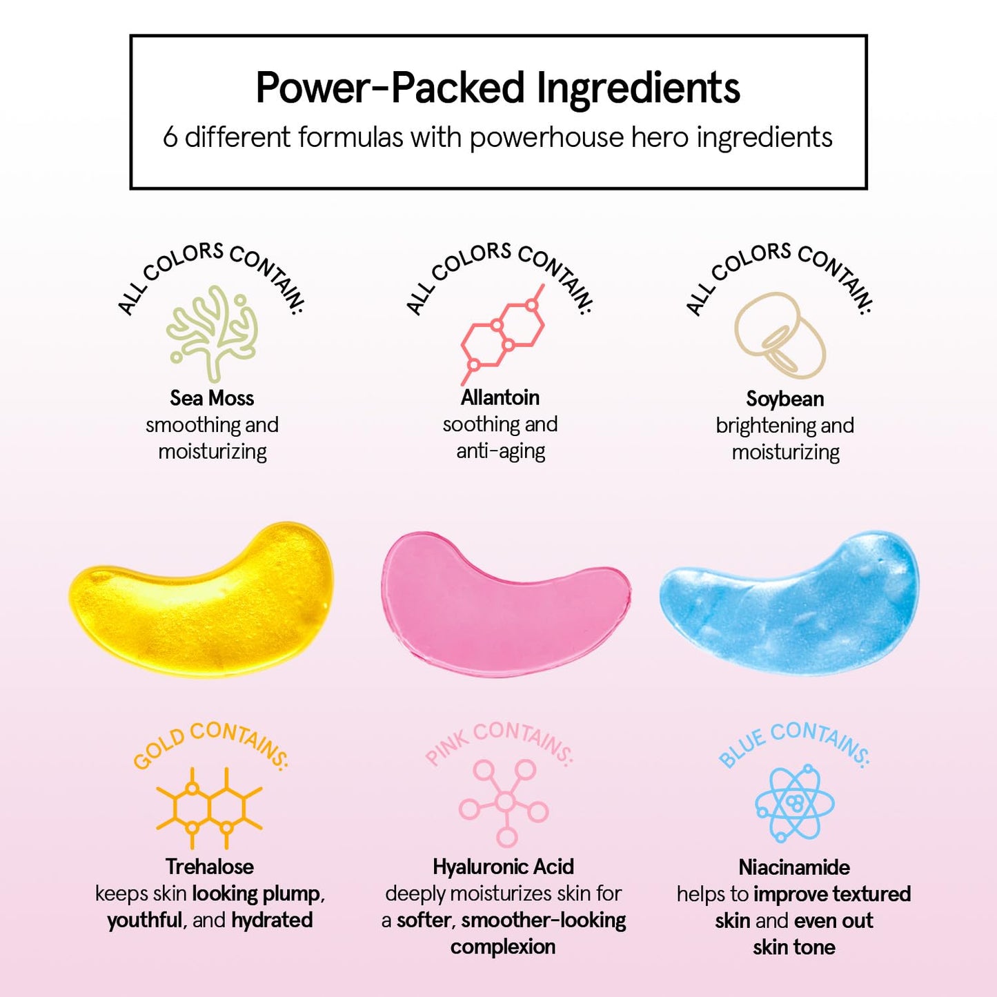 grace & stella Under Eye Mask Variety Pack - 18 Pairs of Under Eye Patches for Dark Circles - With 6 Colors (3 Pairs/Color) - Gel Masks Puffy Eyes for Women - Vegan Cruelty Free Bridesmaid Gifts