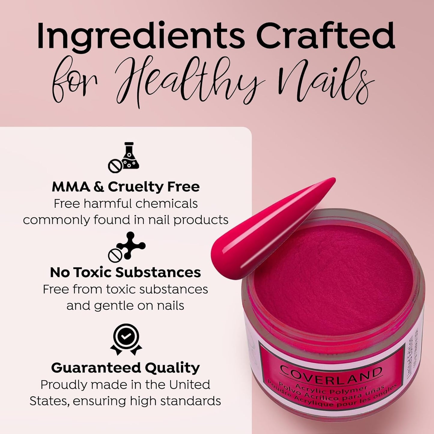 Tones Coverland Acrylic Nail Powder "Viva Magenta" - Limited Edition Acrylic Powder for Nail Design, Sculpting, and Masking Nail Bed Imperfections - Professional Acrylic Nail Supplies - (1.5 Oz)