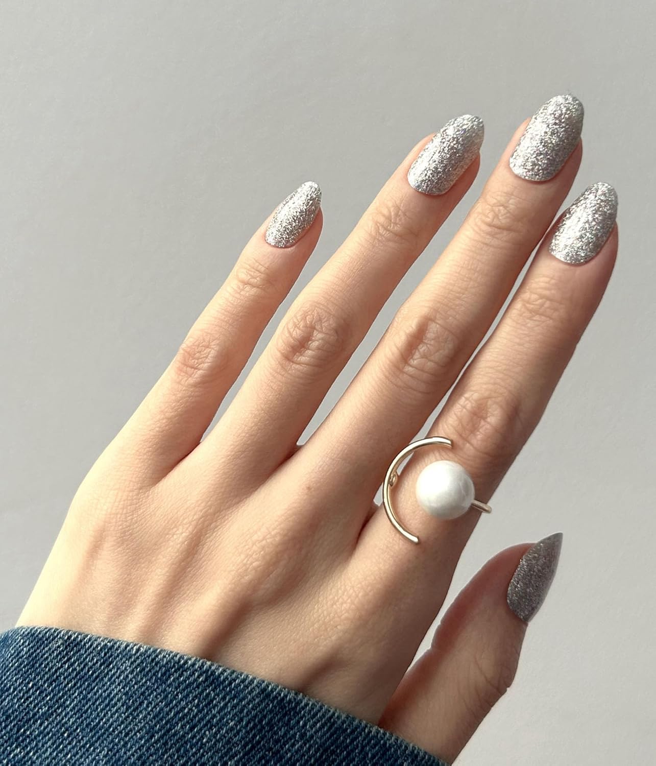 Nail Polish Strips - 22 Pcs Salon Quality Gel Nail Stickers - Long Lasting Wraps (Lightning Storm Silver Glitter)