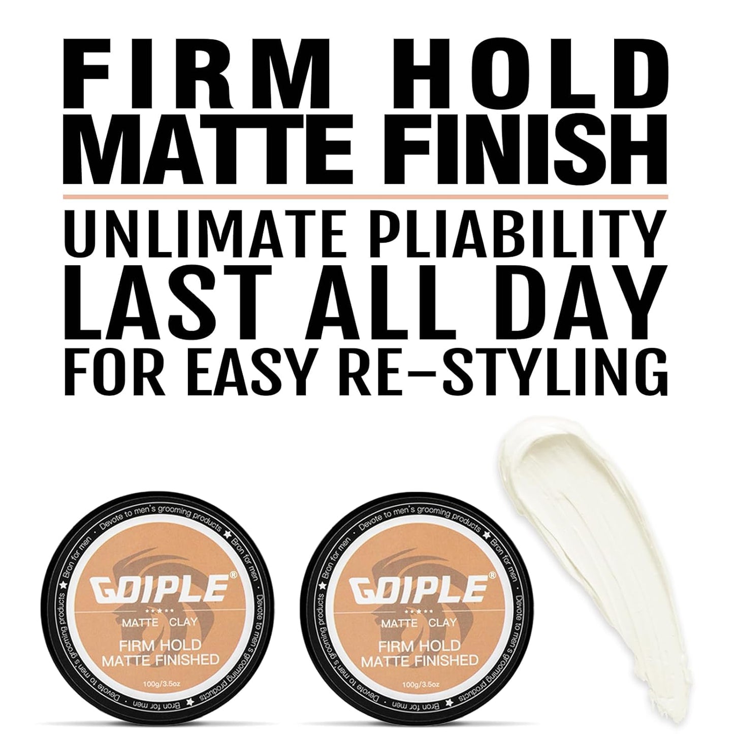 Hair Styling Clay for Men Firm Hold - Matte Finish Hair Clay Hair Paste Water Based Matte Texture Pomade Mens Hair Products - Hair Paste Clay Pomade Ideal for All Men's Hair Types 3.5oz (2PCS)