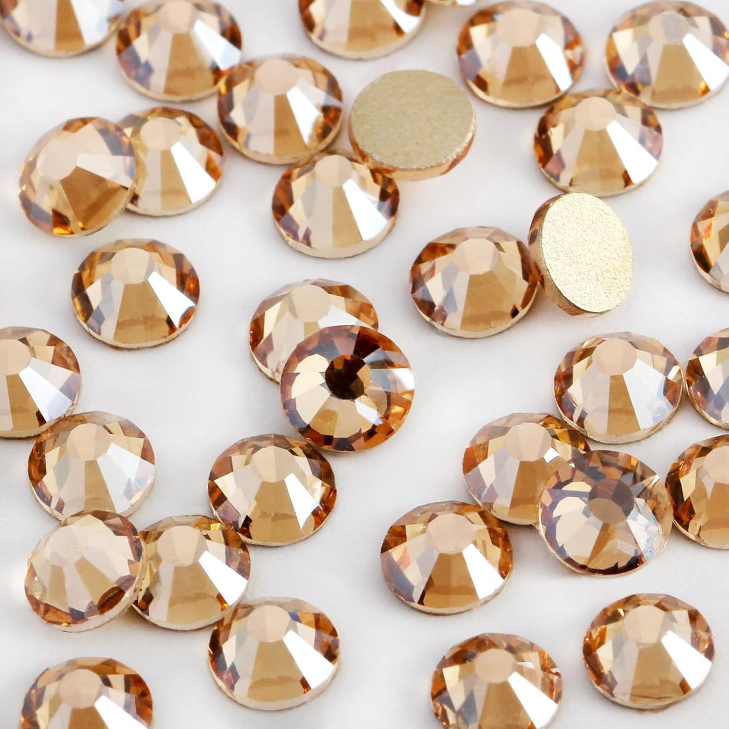 3000 PCS SS10 Flatback Rhinestones,12-Facet Diamond-Cut Glass Gems for Nail Art,Clothing,DIY Crafts,Glue-On Decoration Stones with Silver Backing,Golden Shadow