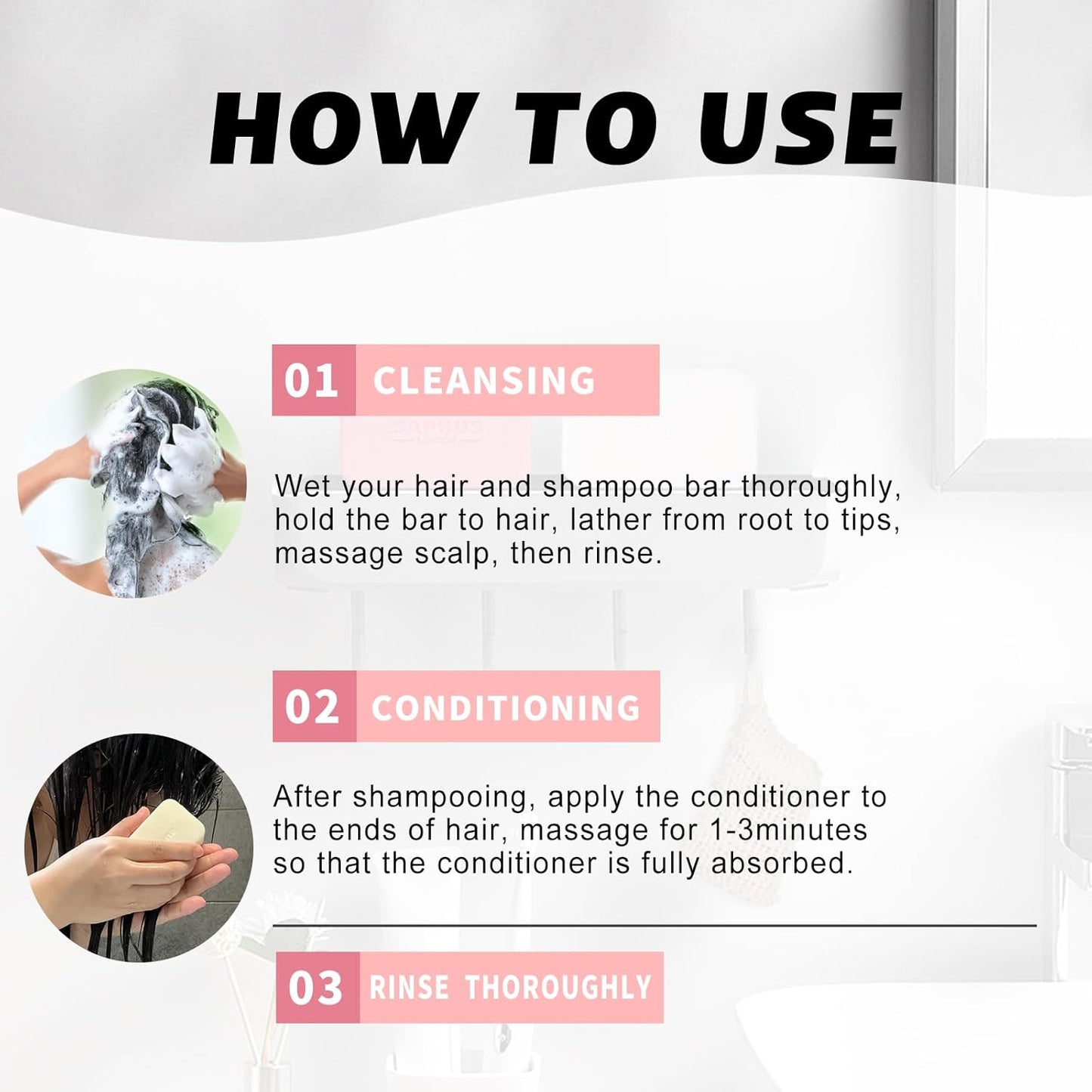 Shampoo Bar and Conditioner Bar Set - Promote Hair Growth & Strengthening, Paraben Free and Sulfate Free with Natural Castor Oil for Men & Women Thinning Hair, 2pc Set