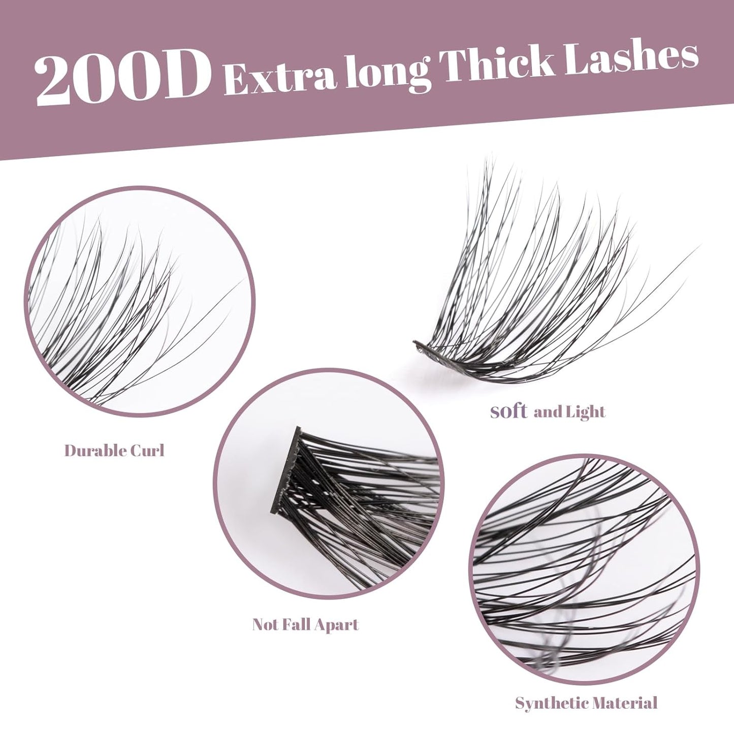 Ocean Pearl Lash Clusters 10-20mm 200D 300PCS Lashes DIY Lash Clusters Kit Individual Lashes Cluster Eyelash Extensions Natural Eyelashes DIY Eyelash Extension Kit with Bond+Seal+Remover+Tweezer-200D