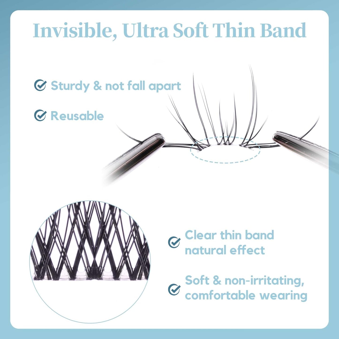 GAQQI Lash Clusters Wispy & Natural Eyelash Clusters Clear Band, 10-14mm Cluster Lashes 120PCS, Cluster Eyelash Extensions C Curl, Cluster Lashes Ultra-thin & Soft Invisivle Band (FEATHER)