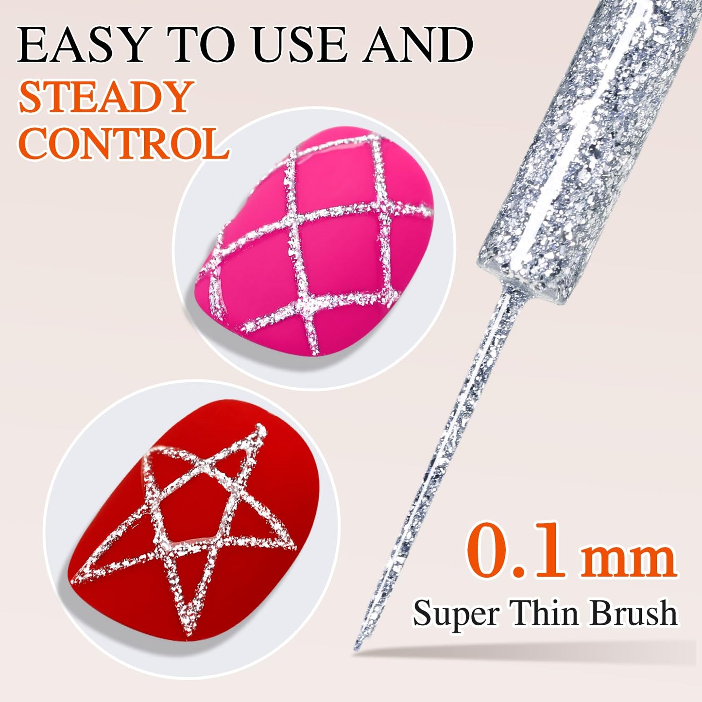 Double Rhythm 15 Ml Metallic Gel Liner Nail Art Bronze Mirror Chrome Painted Drawing Stripper 3D Effect Gel Polish (Glitter Silver-L1001)