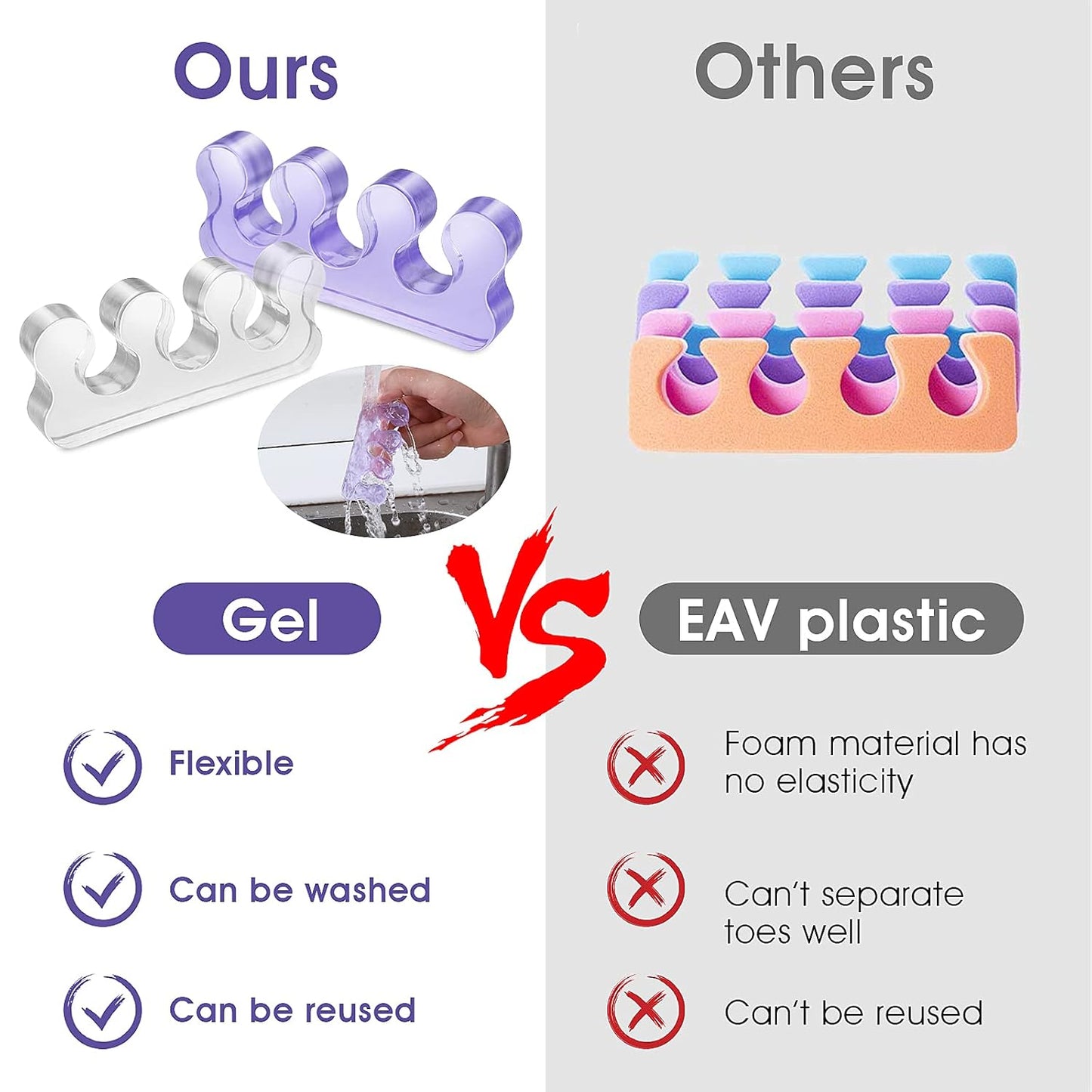 Molain 4Pcs Toe Separators Pedicure,Pedicure Toe Separators,Repeatable Washable Toenail Dividers,Toe Separators for Nail Polish Application