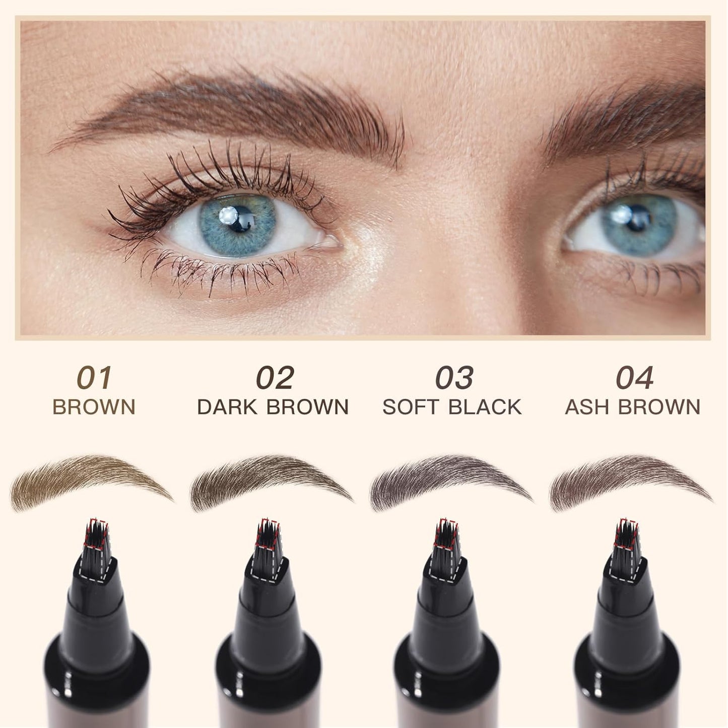 Microblading Brow-Fection Brow Eyebrow Pencil – Angled Brush Tip, Wild Natural Hair-Like Strokes, Patented Design, Long-Lasting & Smudge-Proof, for Beginners & Pros(02 Dark Brown）