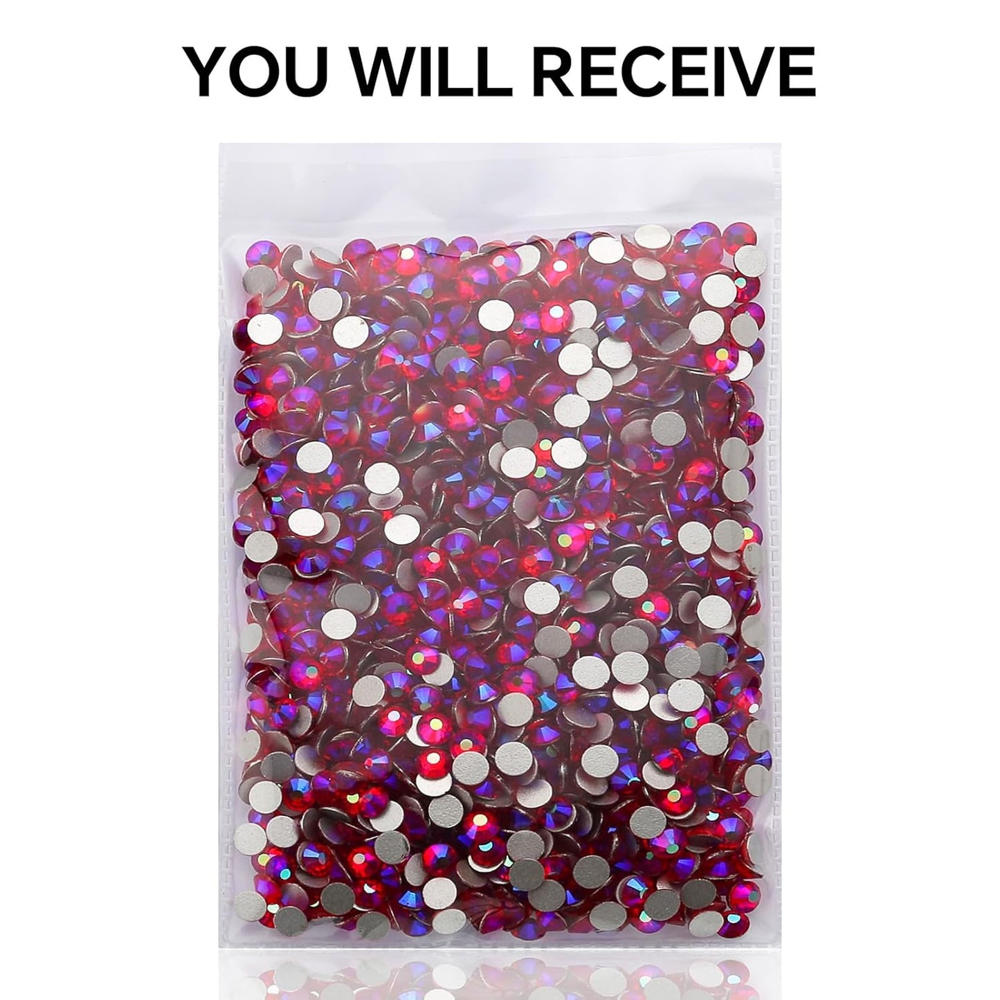 1440Pcs Red Ab Crystal Rhinestones,Glass Flatback Rhinestones Gemstones Small for Nail Face Makeup Art Crafts Clothes Decoration -(SS10,2.8mm,Red Ab)