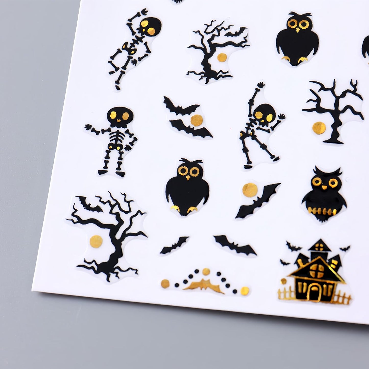 6 Sheets Halloween Nail Art Stickers 3D Horror Gothic Ghost Face Skull Pumpkin Bat Spider Witch Halloween Nail Decals Cute Cat Nail Art Design Accessories for Women Girl DIY Nail Decorations