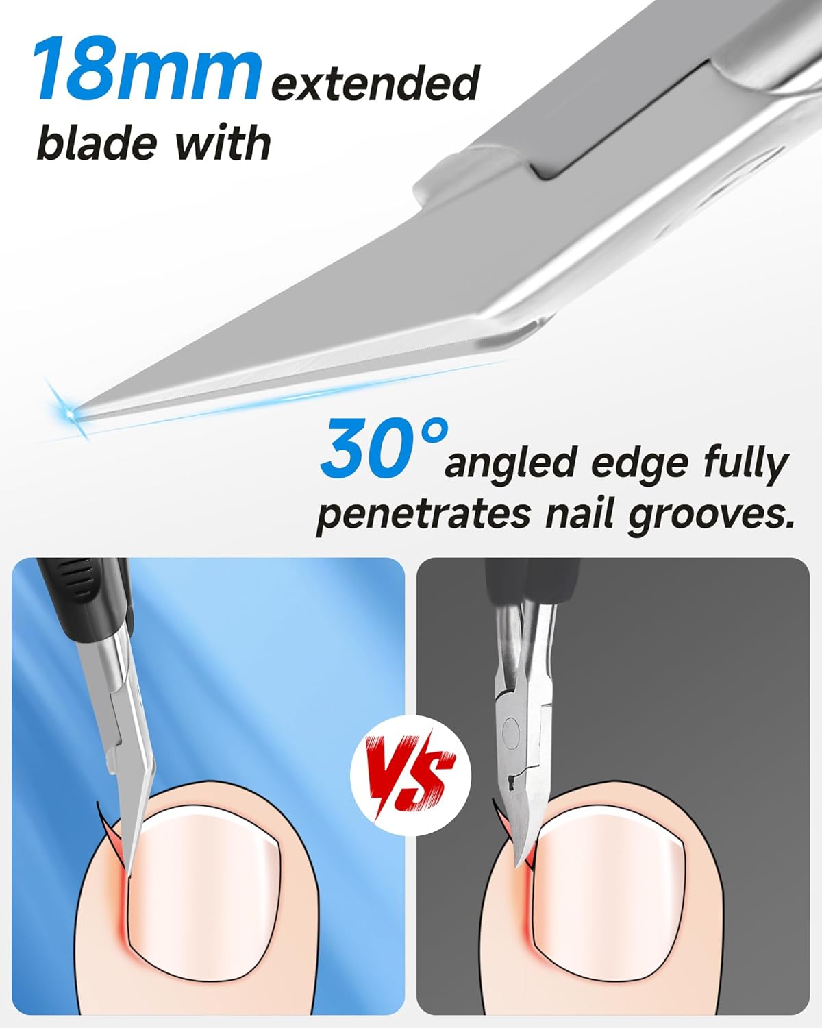 Nail Clippers,Toenail Clipper for Ingrown or Thick Toe Nails,Fingernail Clipper for Men Women Seniors with Stainless Steel Straight Blade Soft Handle Nail Cutter Black