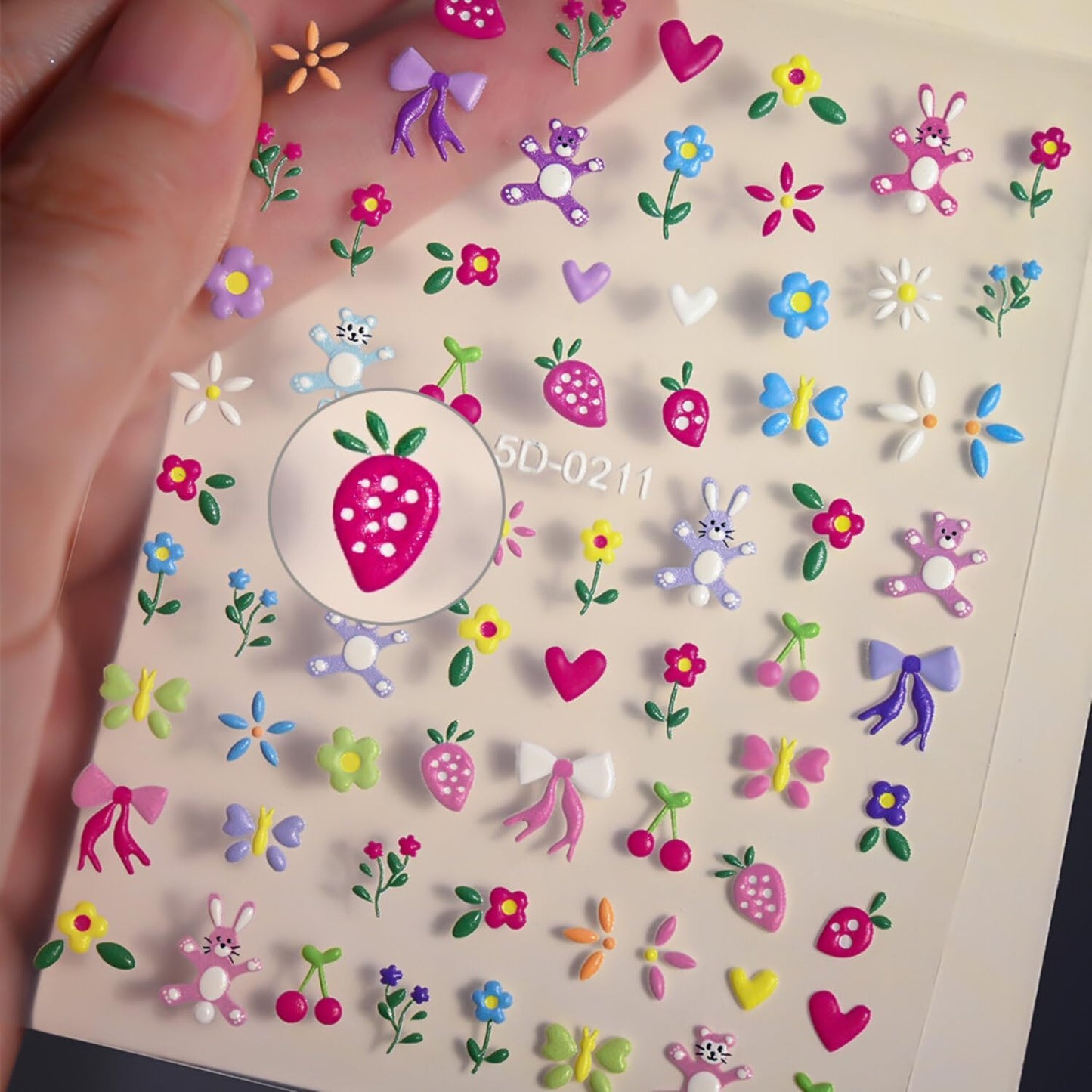 Stickers para Uñas Nail Stickers Self-Adhesive Sticker para Uñas Colorful 3D Flower Embossed Calcomanías Stickers Art Design Accessories Hight Quality 8 Sheets