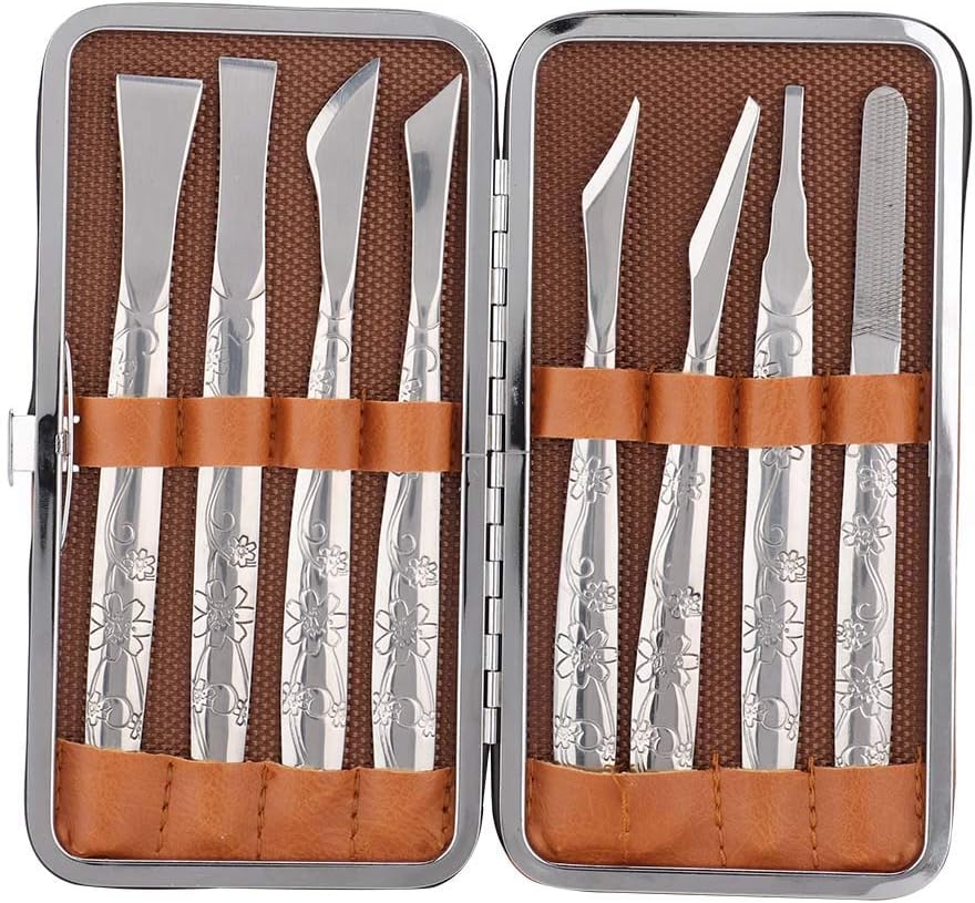 Watris Veiyi 8PCS Foot Shaver Pedicure Tool, Pedicure Knives Set, Stainless Steel Dead Skin Removal Kit, Foot File Callus Nail for Women Men Care Feet