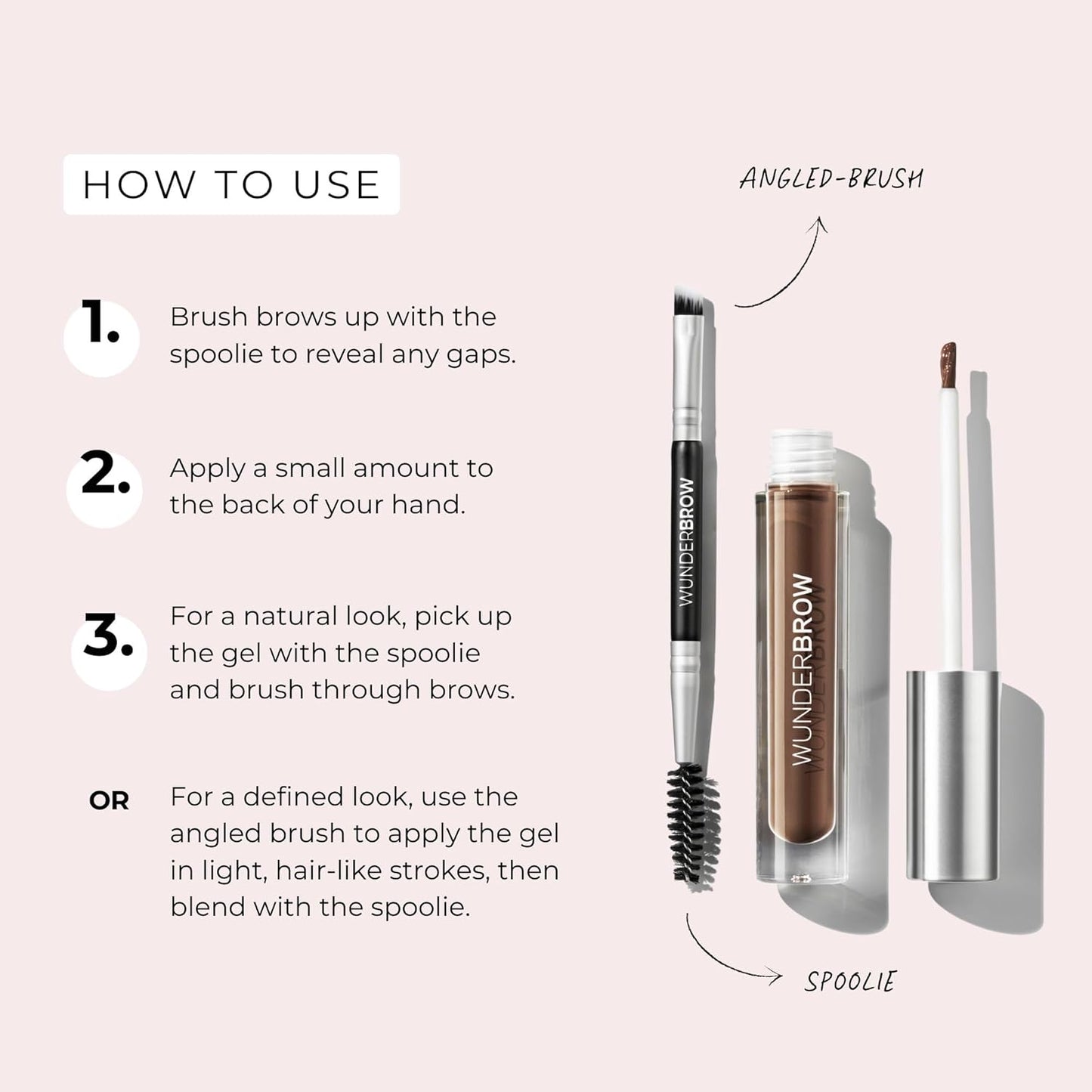 WUNDERBROW Eyebrow Gel, Waterproof, Smudgeproof, Lasts for Days, Shade: Deep Black/Brown, Vegan and Cruelty-Free