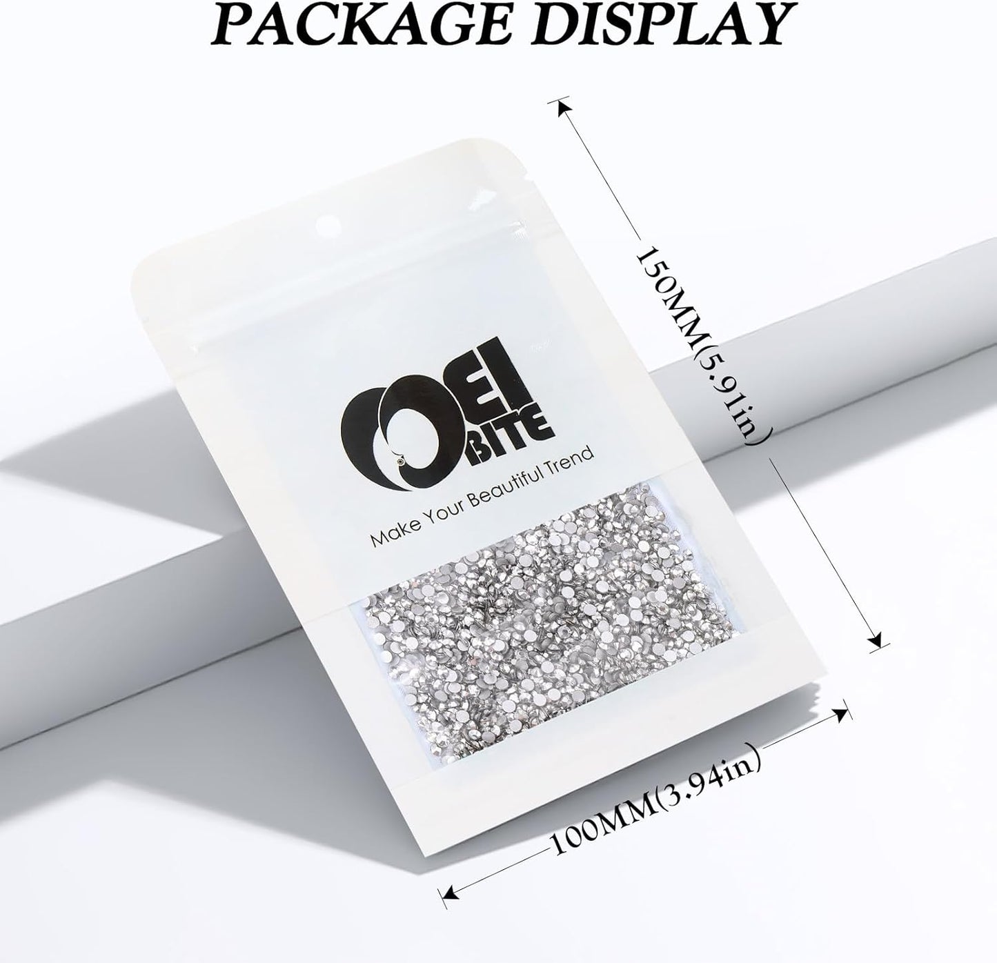 Silver Flatback Rhinestones, Glass Rhinestones for Nail Art and Craft, Glue Fix, Loose Crystal Gemstones(Silver, SS10, 2880pcs, 2.7-2.8mm)