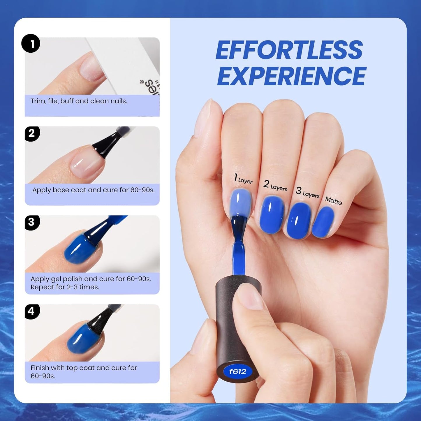 Beetles Blue Gel Nail Polish, 15ML Deep Blue Jelly Gel Polish Sheer Translucent Effect Neutral Nail Polish Soak Off UV Abyssal Secrets Series French Nail Art Manicure Salon Gift for Women