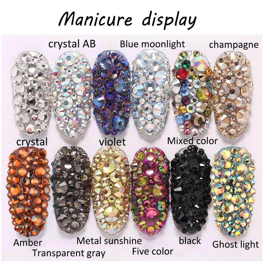Rhinestones flat back gems round DIY decorative Nail Face and apparel accessories ss3-20 mix size(1440pcs transparent gray)