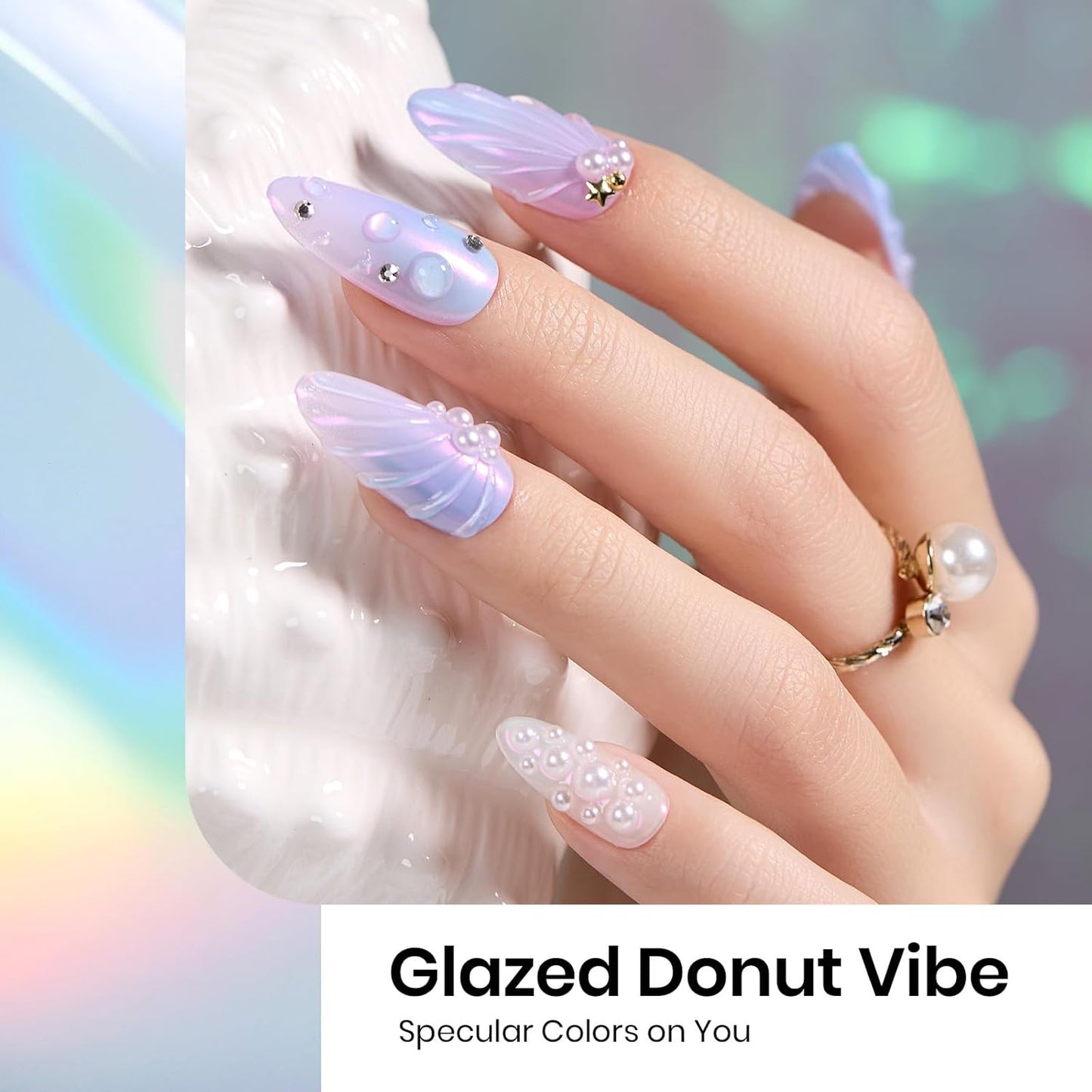 Beetles Chrome Nail Powder Metallic Mirror Effect, Holographic Aurora Mermaid Pearl Glitter, Chrome Powder for Gel Nails Manicure Nail Art Decoration 8 Colors 0.5g/Jar