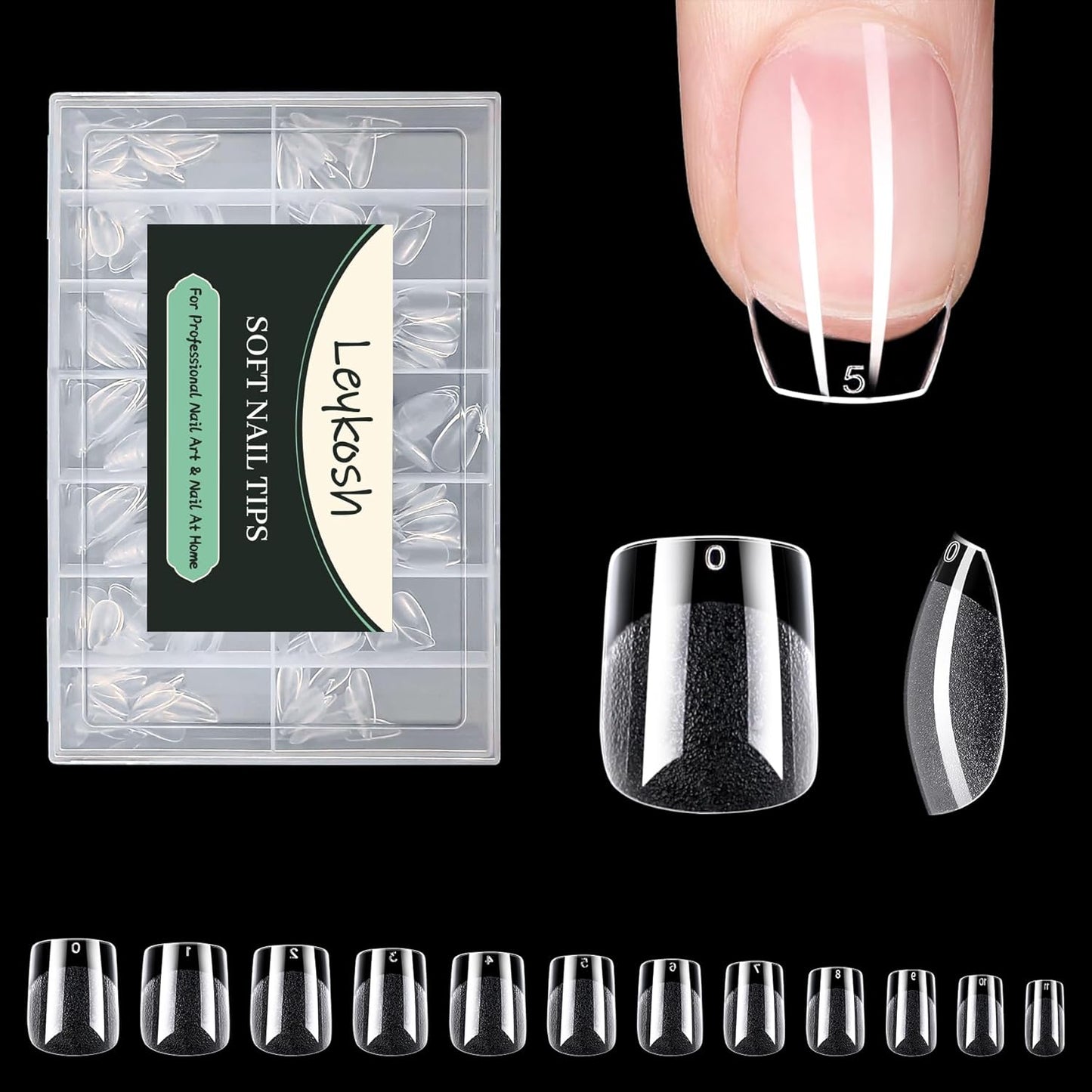 Extra Short Square Nail Tips, 216pcs Acrylic Soft Fake Nails Gel Nail Tips, Full Cover Pre-Shaped Matte Clear Press on Nails for Extension, Diy at Home Manicure 12 Sizes