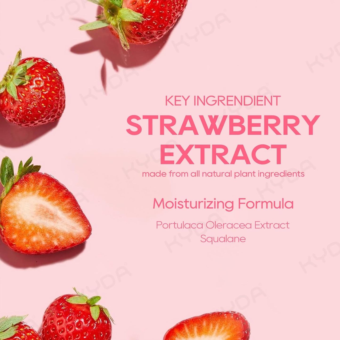 KYDA 3 Pcs Strawberry Moisturizing Lip Balm, Deep Hydrating Tinted Lip Balm, Reduce Fine Lines, Daily Lip Moisturizer for Dry Cracked Lips, with Real Strawberry Extract