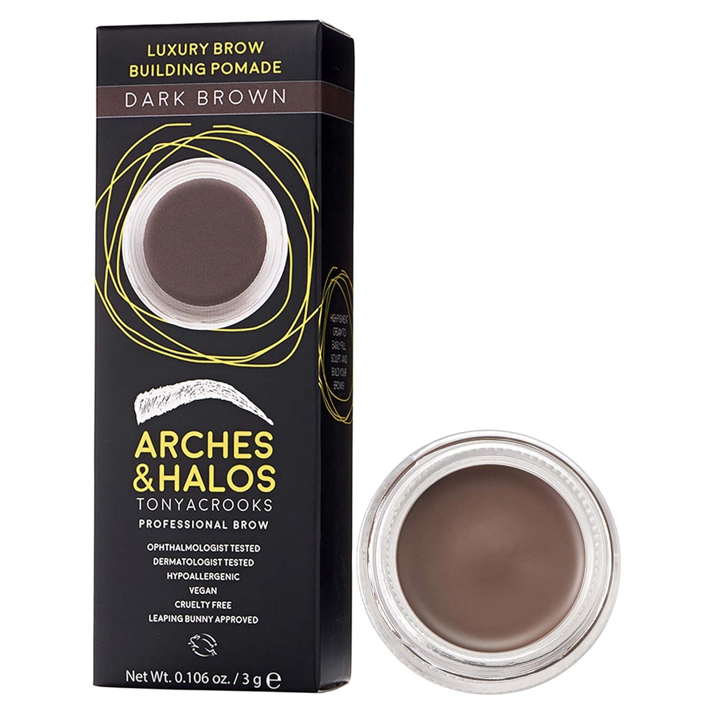 Arches & Halos Luxury Brow Building Pomade in Dark Brown, 0.1 Ounce (Pack of 2)