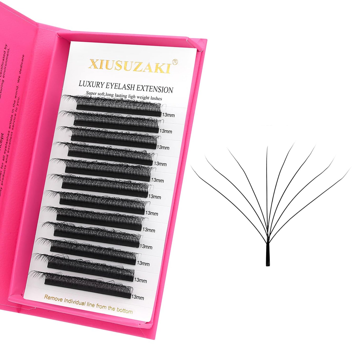 W Lash Extensions Supplies 8D Eyelash Extensions W Shape 0.07mm Thickness C Curl 12mm Premade Fans Easy Fan Lashes Volume Matte Black 12 Rows Crisscross Eye Lashes(W-8D-0.07-C,12mm)