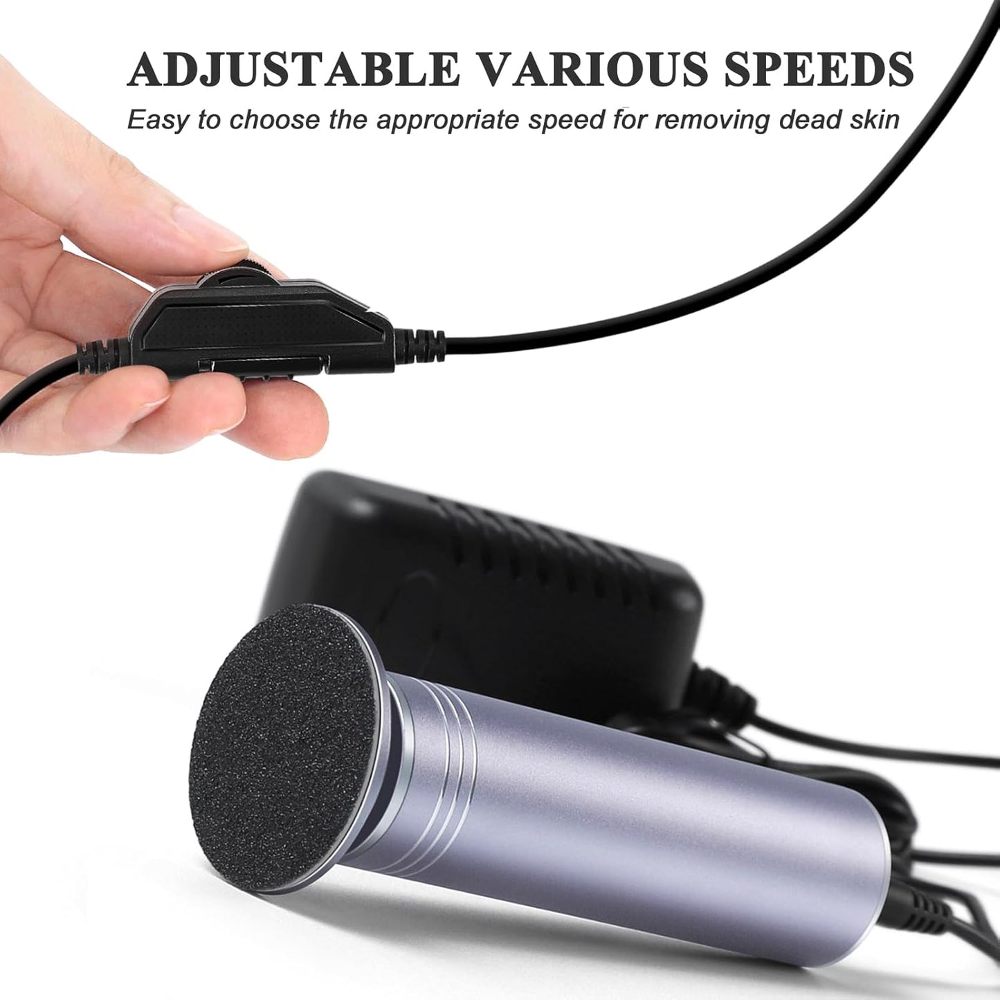 Upgraded Electric Callus Remover for Feet 1200RPM, Adjustable Speed Professional Electric Foot File Sander Pedicure Tools with 60pcs Sandpaper Discs Dead Skin Remover, with Clean Brush (FCR-02 Gray)