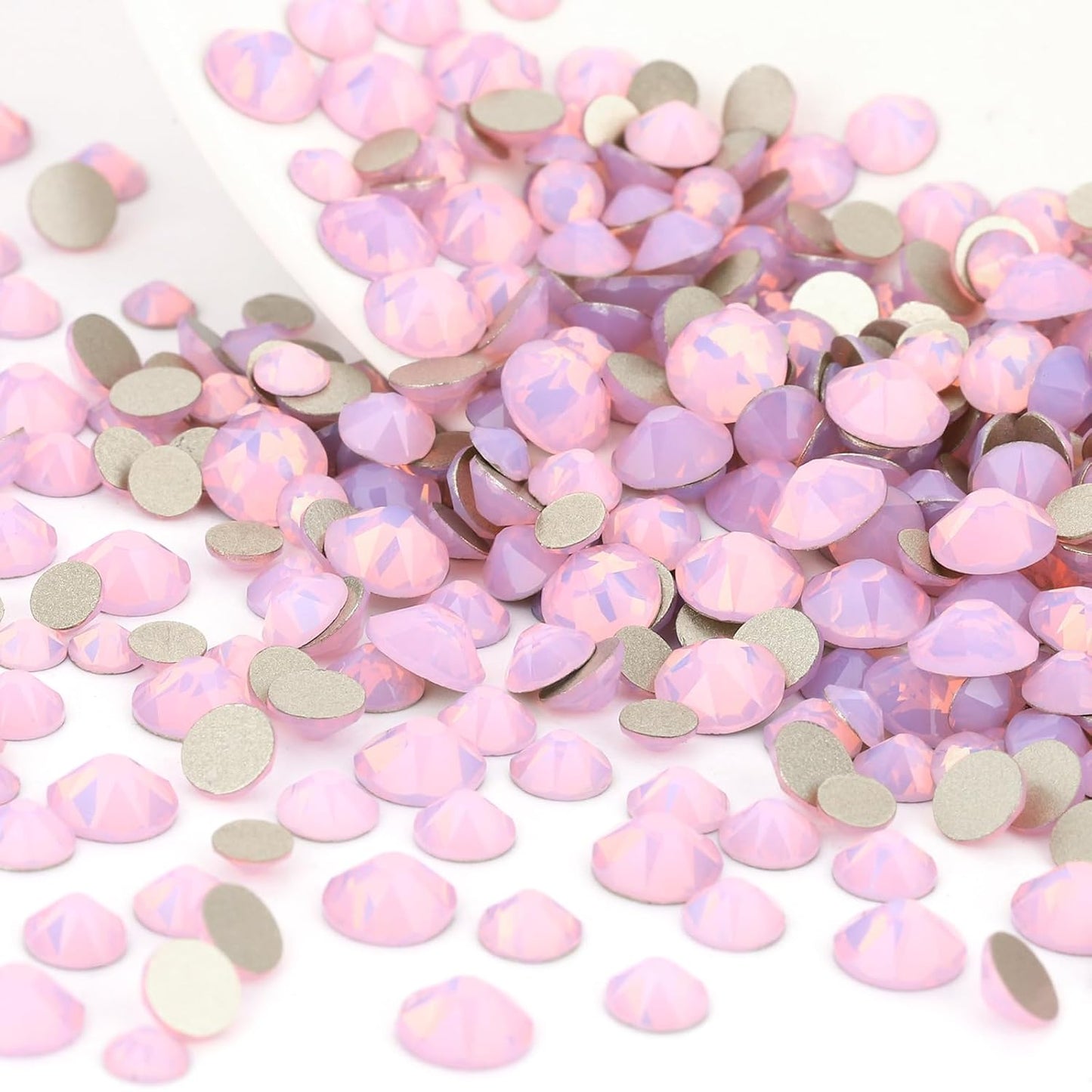 Novani Pink Opal Rhinestones 288pcs Flat Back Round Rhinestone Style 2088 Sparkly Crystal Gemstones for Nail Art and Crafting SS30,6.4-6.6mm