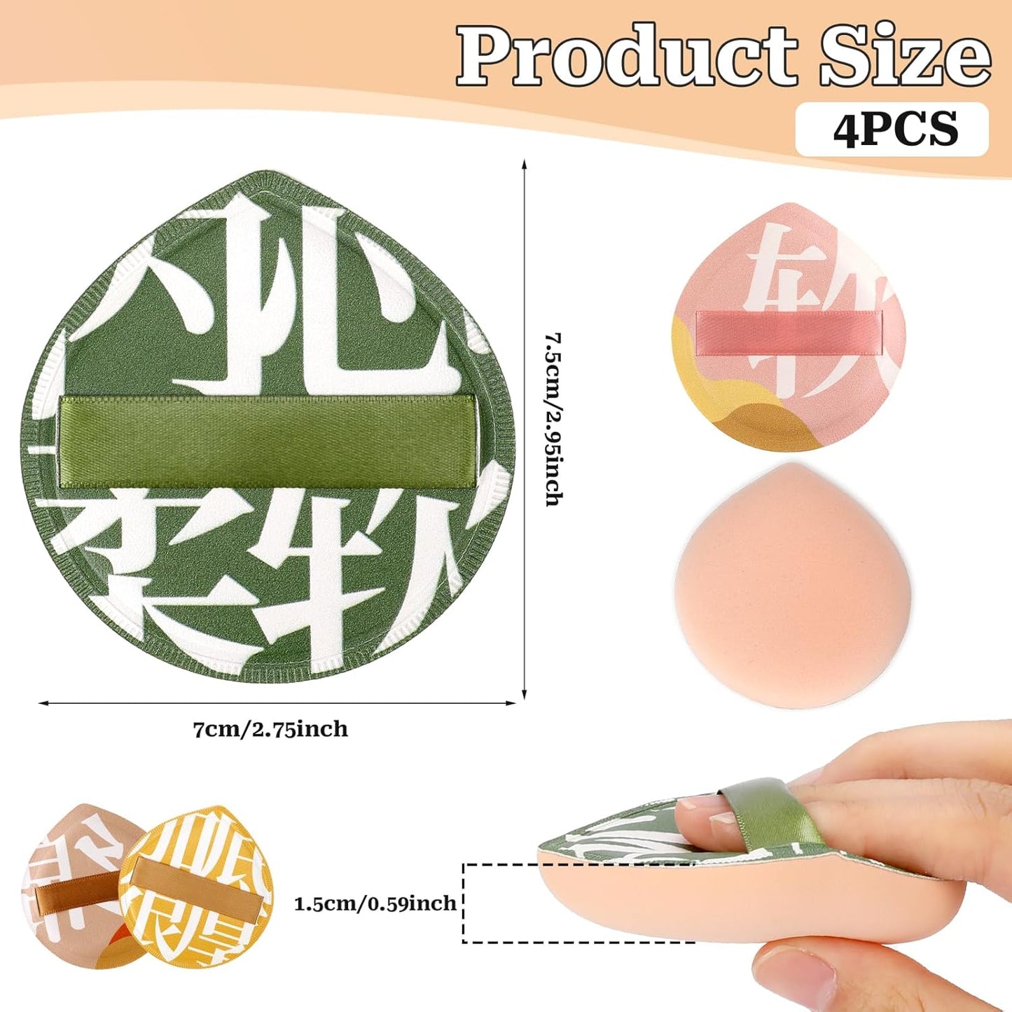 4 PCS Foundation Sponge, Korean Makeup Sponge Puff Teardrop Setting Powder Puff Face Makeup Cushion Puff Soft Beauty Blender Sponge for Concealer Liquid Cream and Powder, Beginner Friendly, Medium