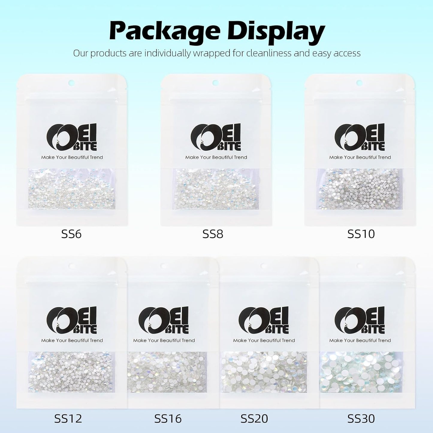 F White Flatback Rhinestones, Glass Rhinestones for Nail Art and Craft, Glue Fix, Loose Crystal Gemstones(F White, SS16, 1440pcs, 3.8-4.0mm)