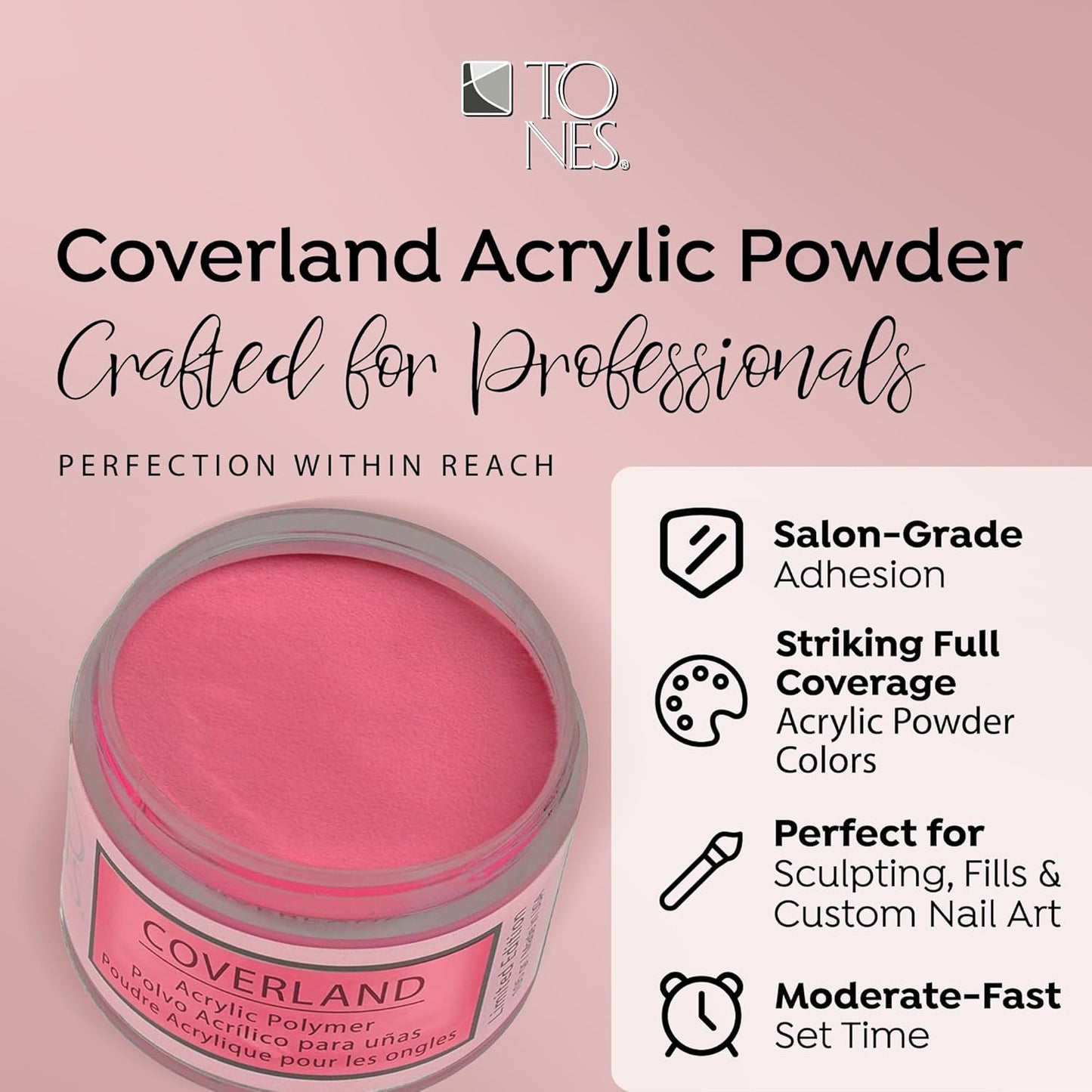 Tones Coverland Acrylic Nail Powder "Girls Trip" - Limited Edition Acrylic Powder for Nail Design, Sculpting, and Masking Nail Bed Imperfections - Professional Acrylic Nail Supplies - (1.5 Oz)