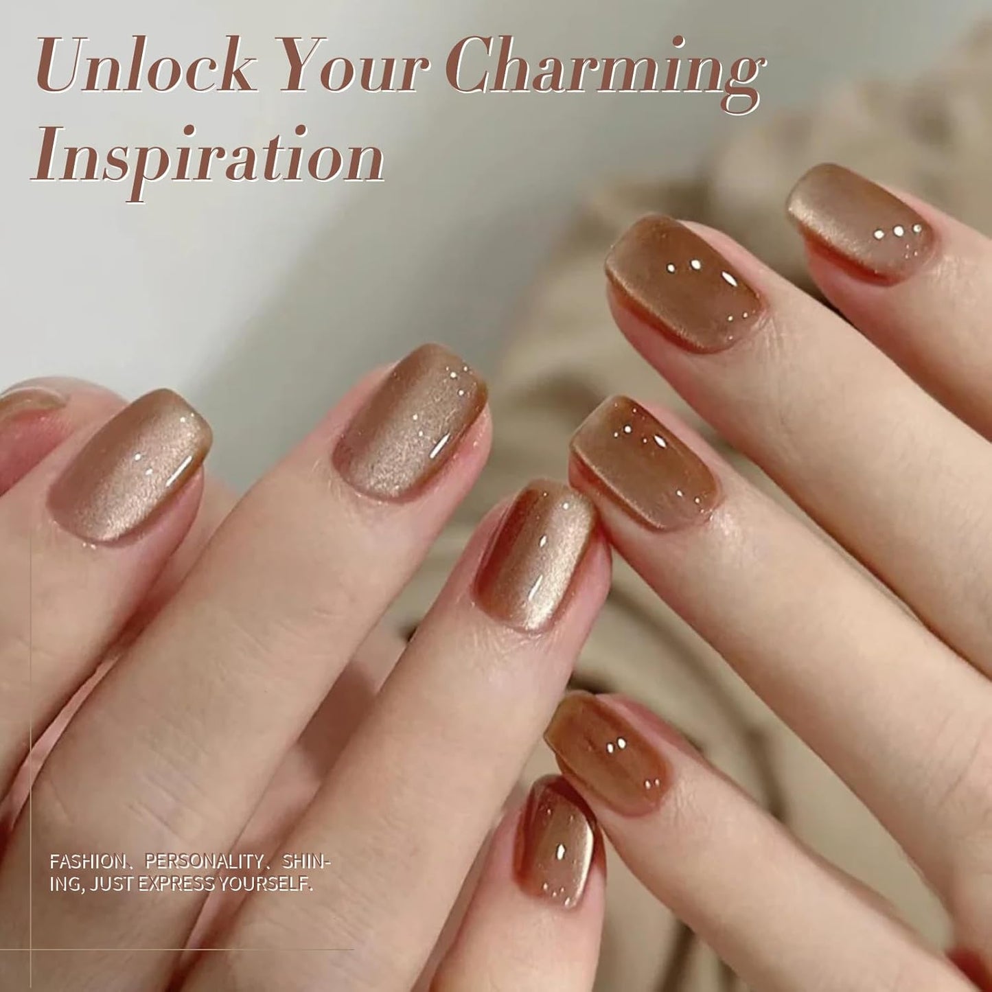 Born Pretty Cat Magnetic Eye Gel Nail Polish, Fall Winter Jelly Glass Magnetic Gel Polish, Purple Brown Pink Nude Glitter Soak Off Nail Art Salon Manicure Home Gift 7ml 6pcs