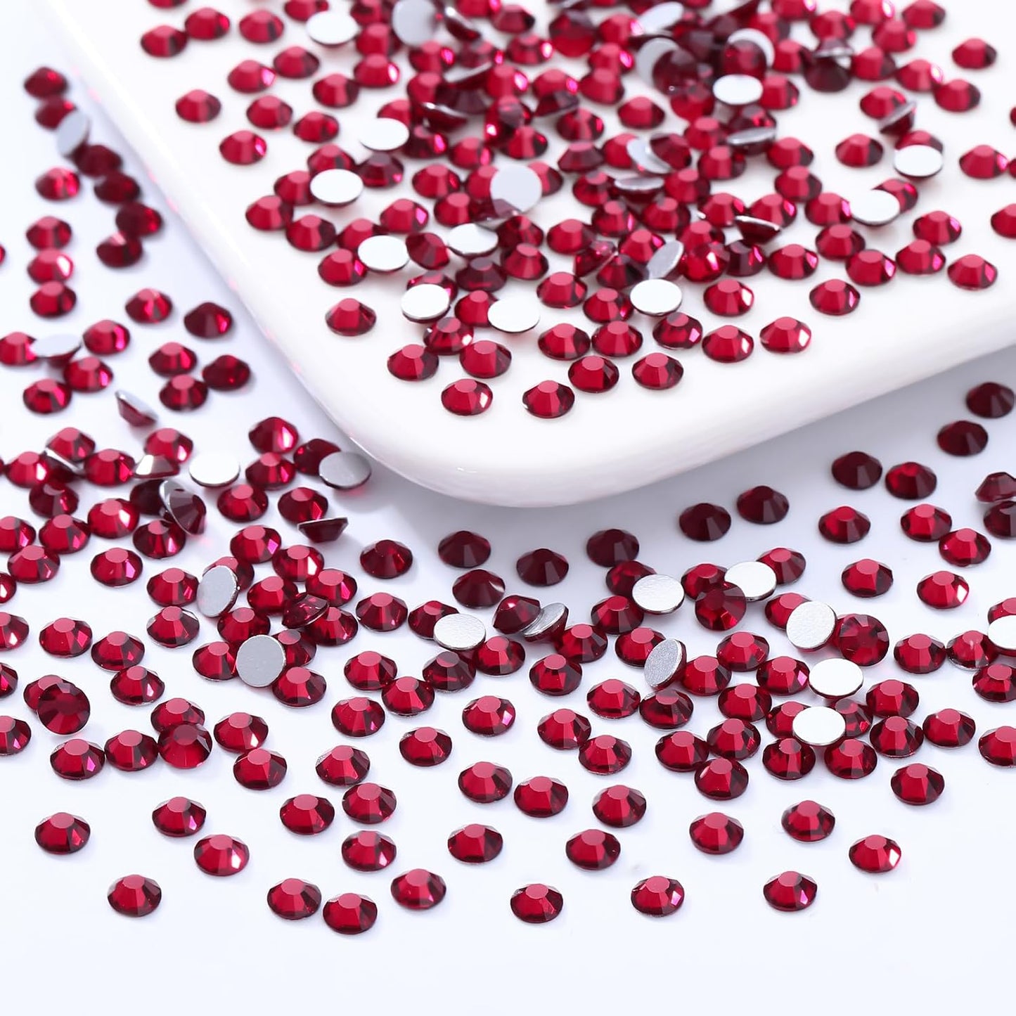 Siam Flatback Rhinestones, Glass Rhinestones for Nail Art and Craft, Glue Fix, Loose Crystal Gemstones(Siam, SS6, 1440pcs, 1.9-2.0mm)