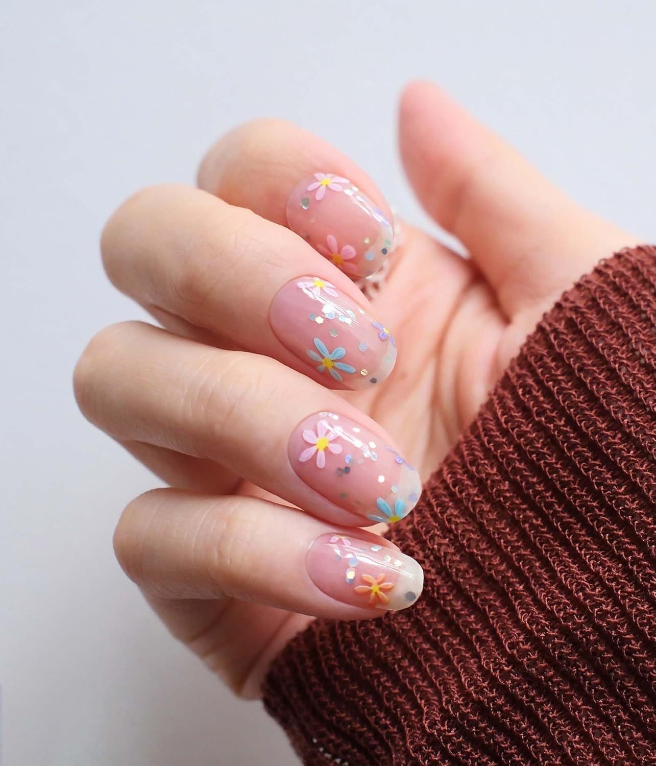 Nail Polish Strips - 22 Pcs Salon Quality Gel Nail Stickers - Long Lasting Wraps (Snow Has Fallen Transparent)