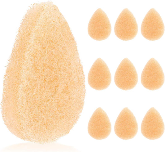 IMPRESA Face Scrubber Exfoliator Sponges - Regular Puff - Natural Medical-Grade Foam - 10 Pack Reusable Exfoliating Pads - Deep Cleanse & Dead Skin Removal - Normal to Oily Skin