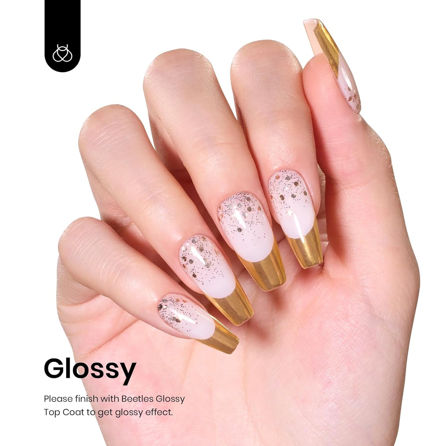 Beetles Gold Glitter Gel Nail Polish, 9ml Diamond Shiny Gel Polish Shimmer Reflective Sparkle Gold Color for Nail Art Soak Off UV LED Nail Lamp Dancing Glitter Gifts for Women