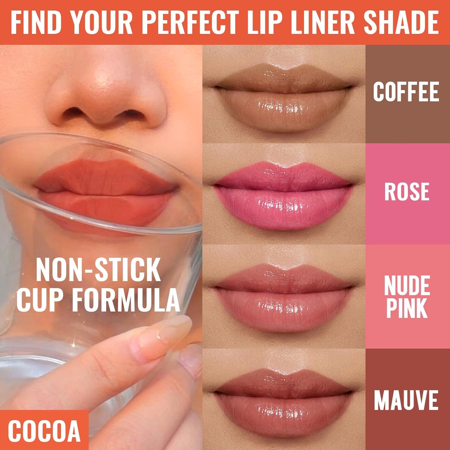 2pcs Lip Stain Peel Off - Lip Liner Stain Long Lasting Waterproof,2-in-1 Lip Liner with Tweezer Nude Matte,Non-Stick Cup,Highly Pigmented，Natural Finish,Stay On All Day,Perfect for Gift (Nude+Mauve)