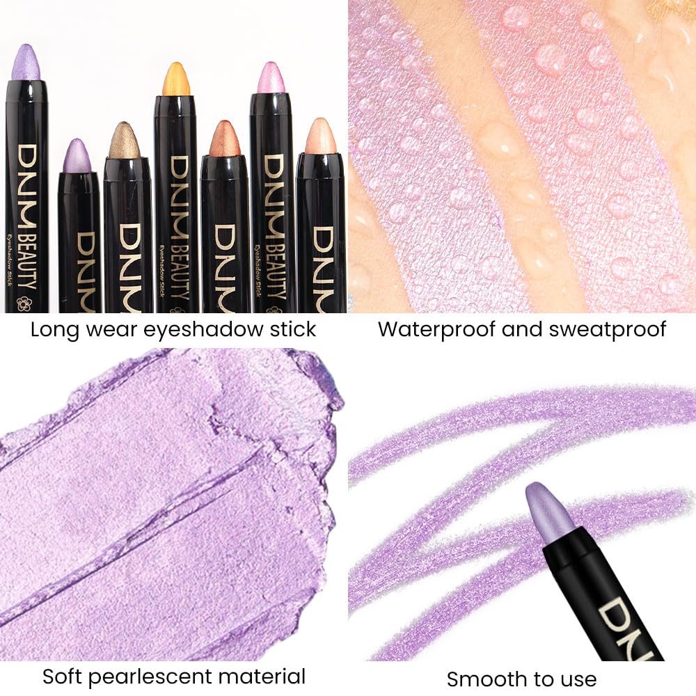 evpct Light Purple Shimmer Cream Eye Shadow Brightener Sticks Set for Eyes, Light Purple Shimmery Matte Pencil Eye shadow Applicator Stick Pen Palette Makeup Waterproof sombras en crema para ojos 08#