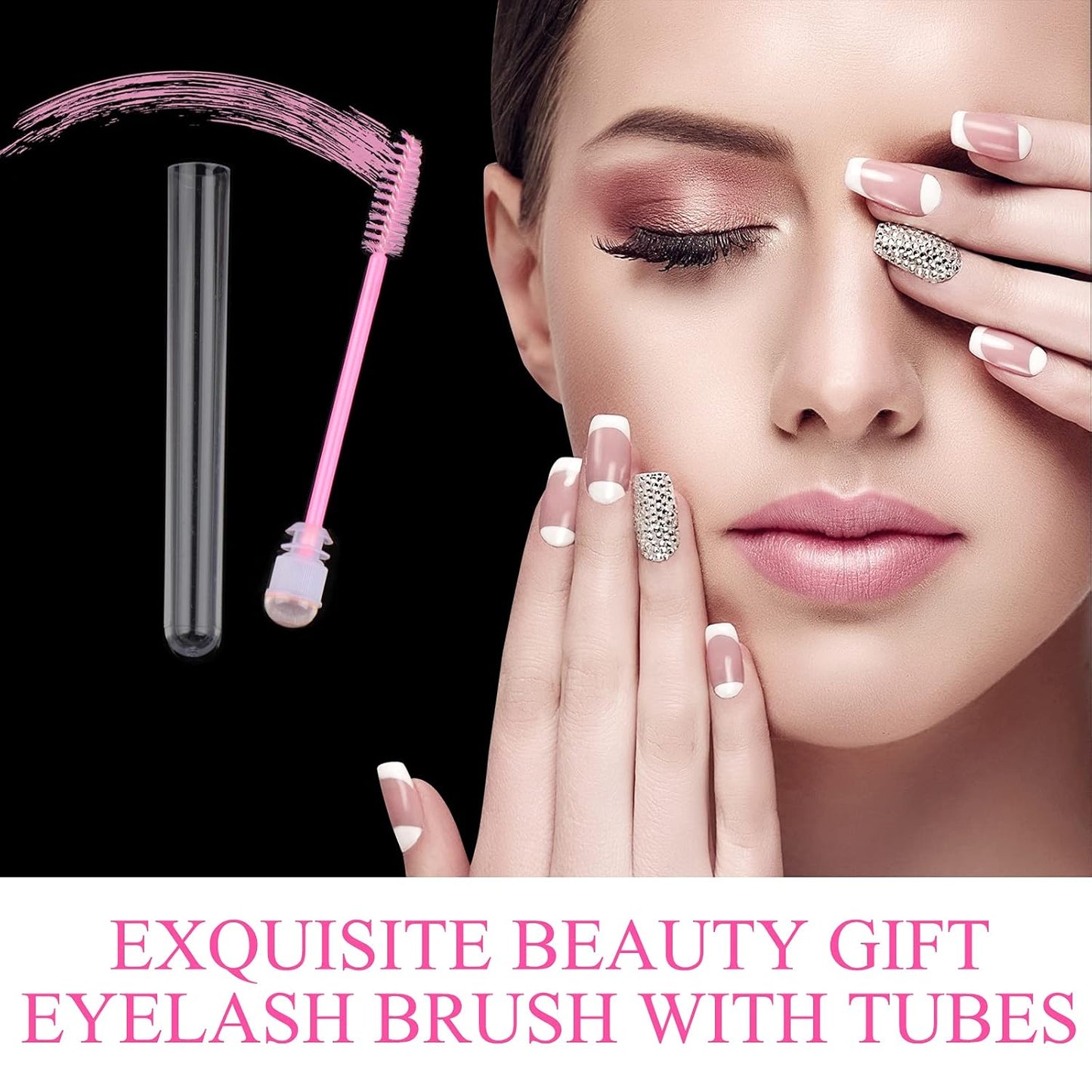 50pcs Eyelash brush Lash Wand Makeup tool Eyelash Extension supplies Cleaning brush Diamond Mascara sky pink