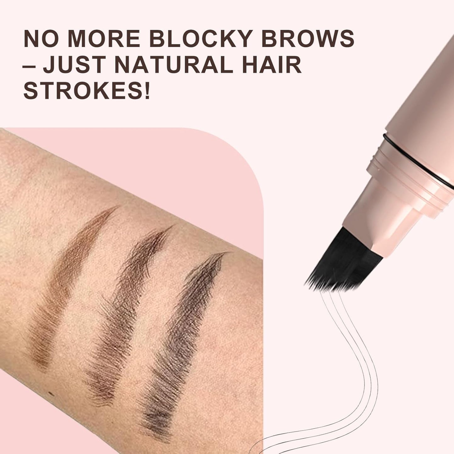 Eyebrow Pen with Hair-Like Strokes, Microblading Eyebrow Pen, Angled Brow Tint Brush for Eyebrows, Smudge Proof, Long Lasting, Easy to Color, Brown