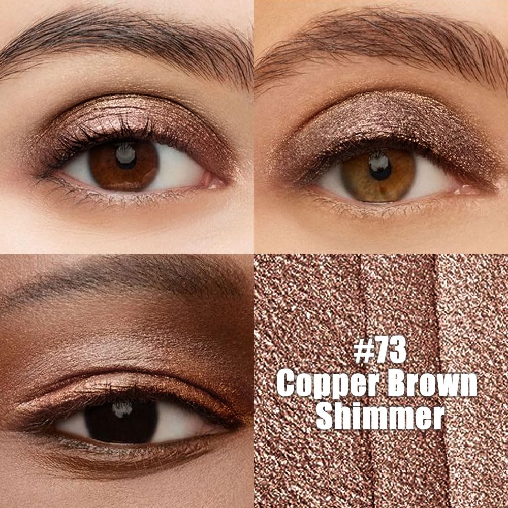 evpct Copper Brown Shimmer Cream Eye Shadow Sticks Brightener Pencils for Women, Bronze Brown Silky Eyeshadow Applicator Stick Pen Waterproof, Crease-Proof Stick Eyeshadow Shimmer Eye Makeup 73
