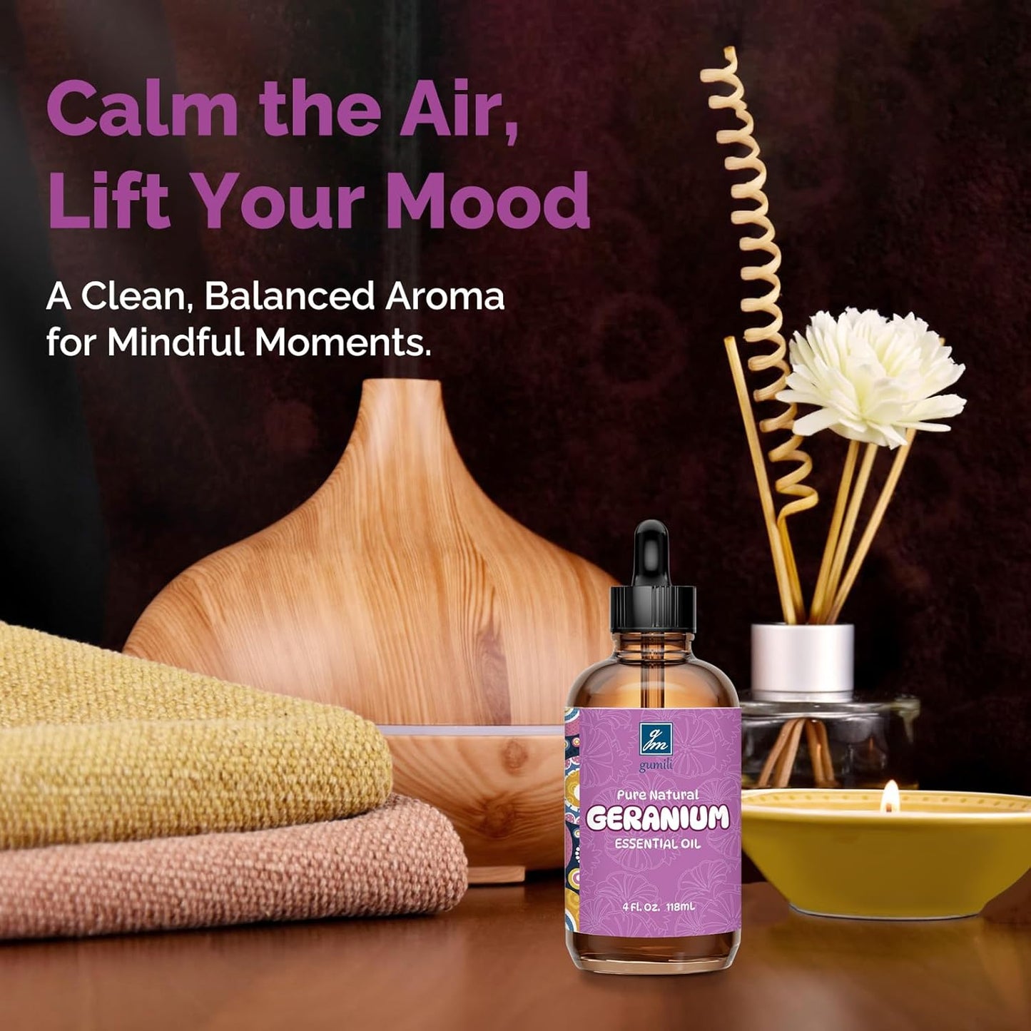 Geranium Essential Oil 4 Oz, 100% Pure Geranium Oil for Diffuser, Skin, Hair, Face, Soap & Candle Making, Aromatherapy & Massage